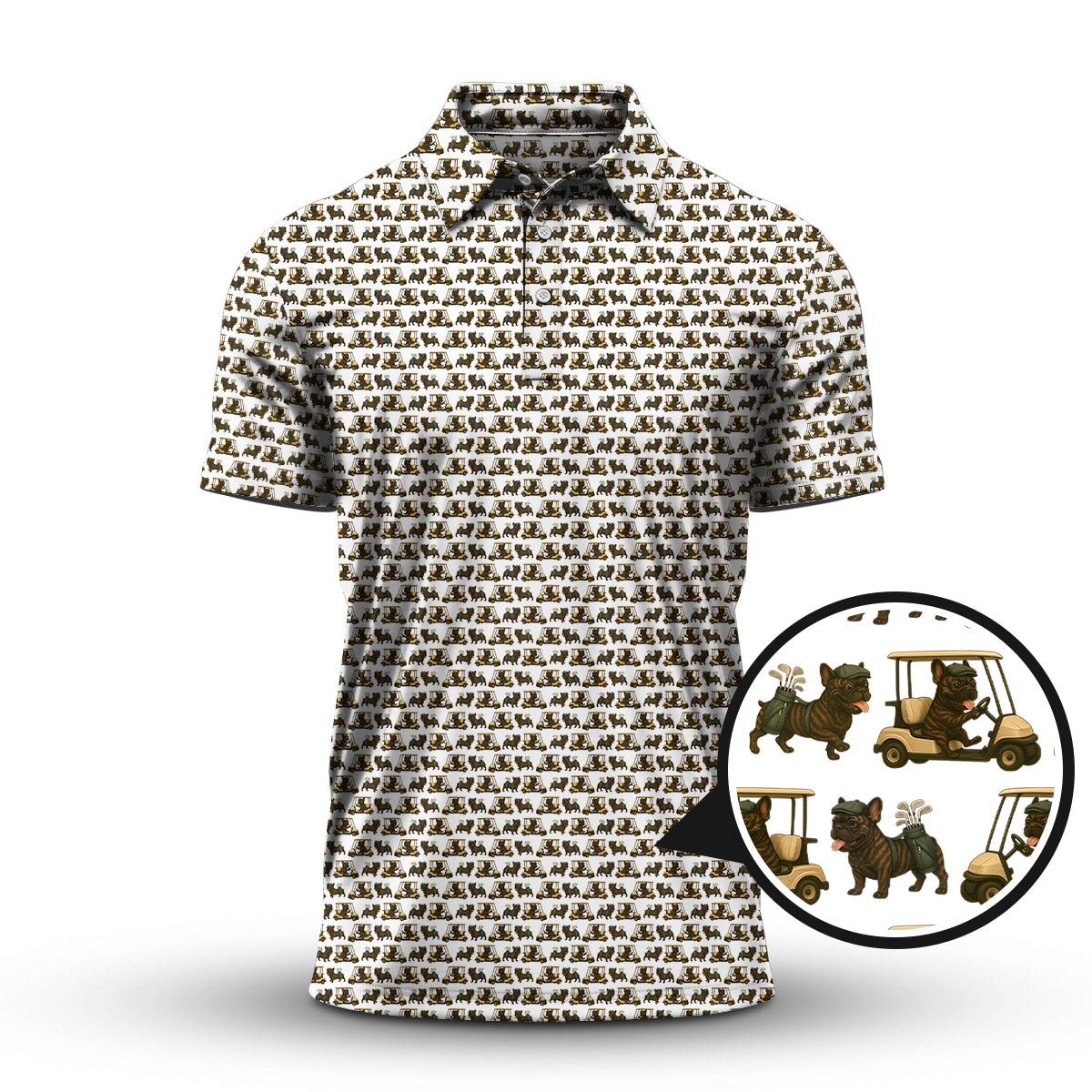 French Bulldog Golf Shirt, Pattern Golf Shirt For Men, Dog Golf Shirt For Golfer, Crazy Golf Shirt