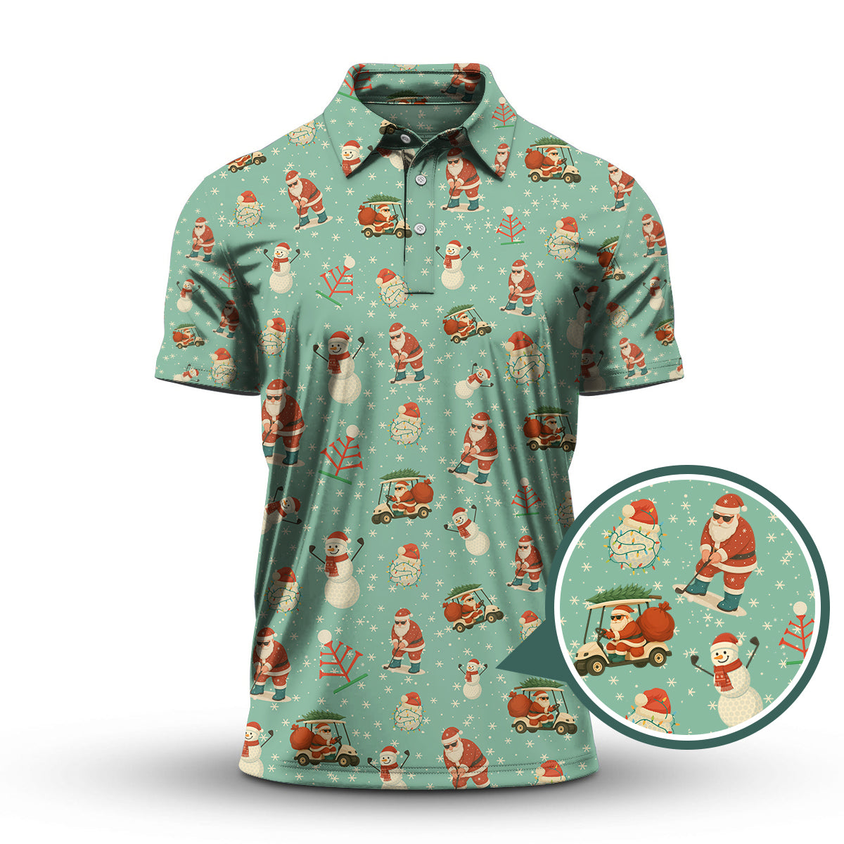 Christmas Golf Shirt, XMAS Golf Shirt, Funny Pattern Golf Shirt For Golfer, Crazy Golf Shirt For Men
