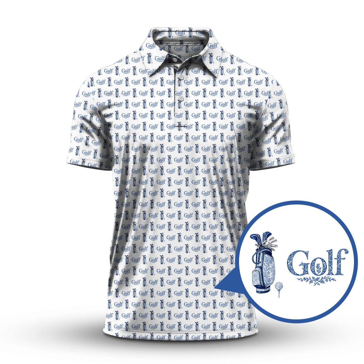 Pattern Golf Shirt, Toile De Jouy Shirt, Funny Golf Shirt For Men, Golf Gift For Golfer