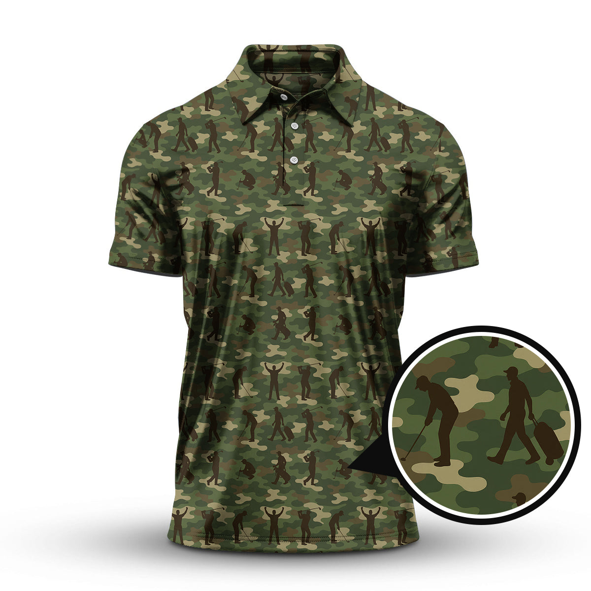 Camo Golf Shirt For Golfer, Camo Polo Shirt, Pattern Golf Shirt For Veteran, Golf Gift For Men