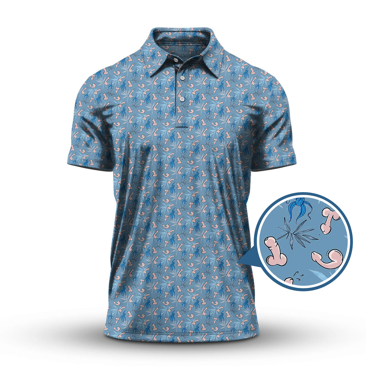 Funny Flower Pattern Golf Polos, Gift For Golfer, Crazy Golf Shirts For Men