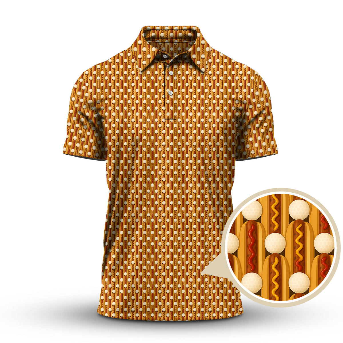 Hot Dog Golf Shirt, Funny Pattern Golf Shirt, Crazy Golf Shirt For Men