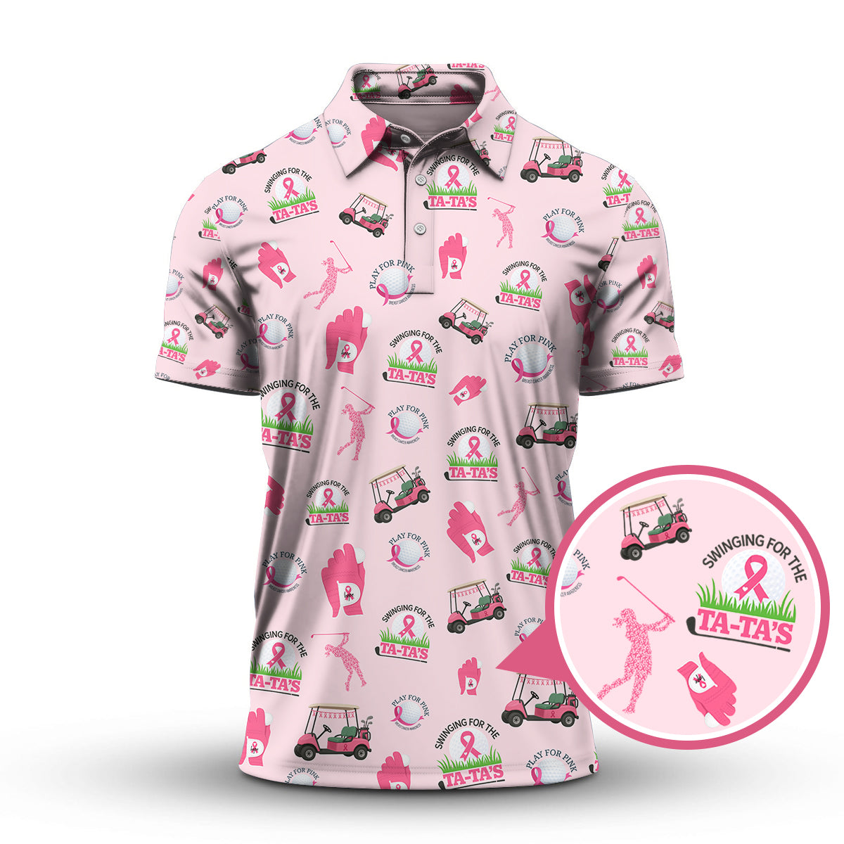 Breast Cancer Golf Shirt, Pattern Golf Shirt, Crazy Golf Shirt For Golfer