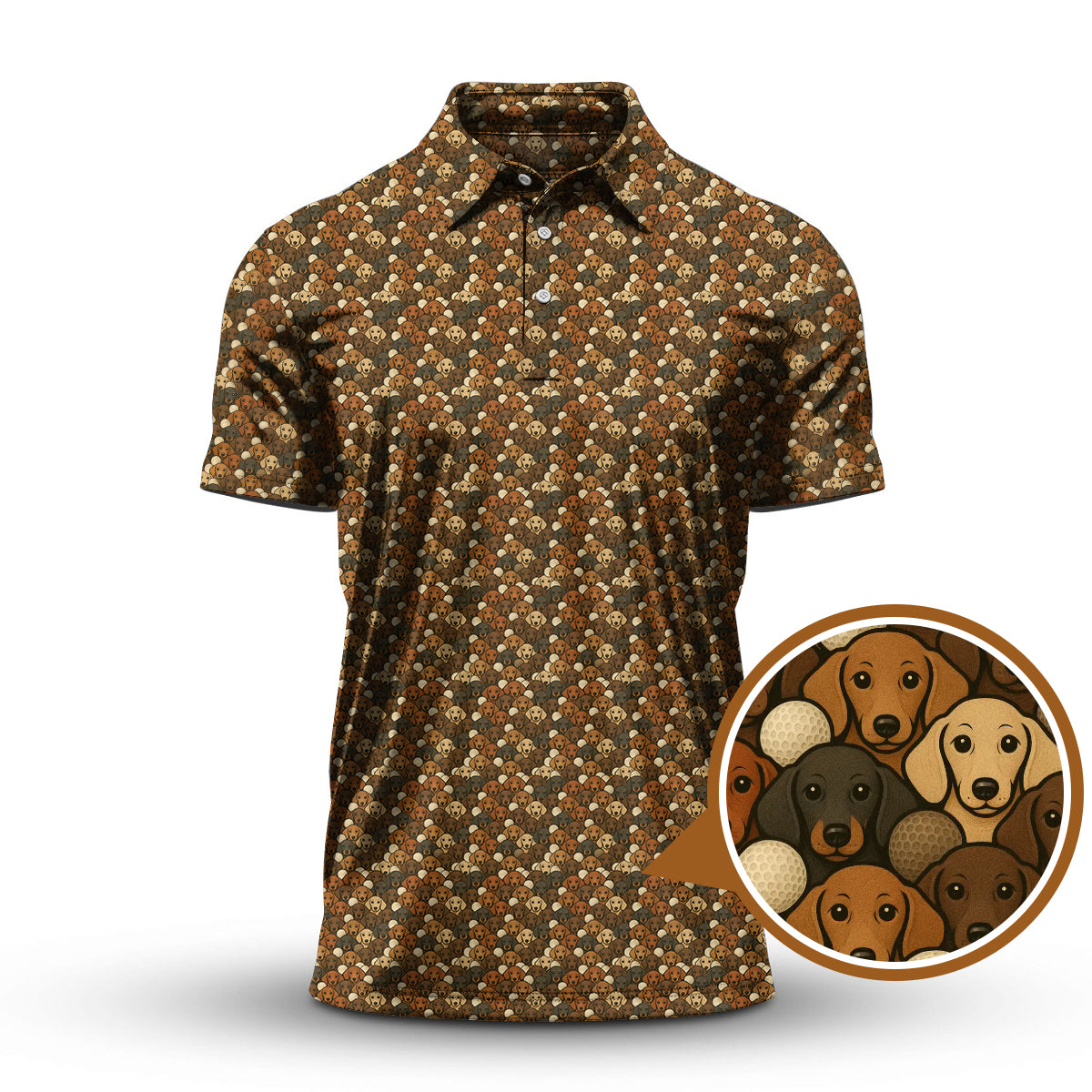 Dachshund Dog Pattern Golf Shirt, Funny Dachshund Golf Shirt For Dog Lovers, Golf Gift For Men's