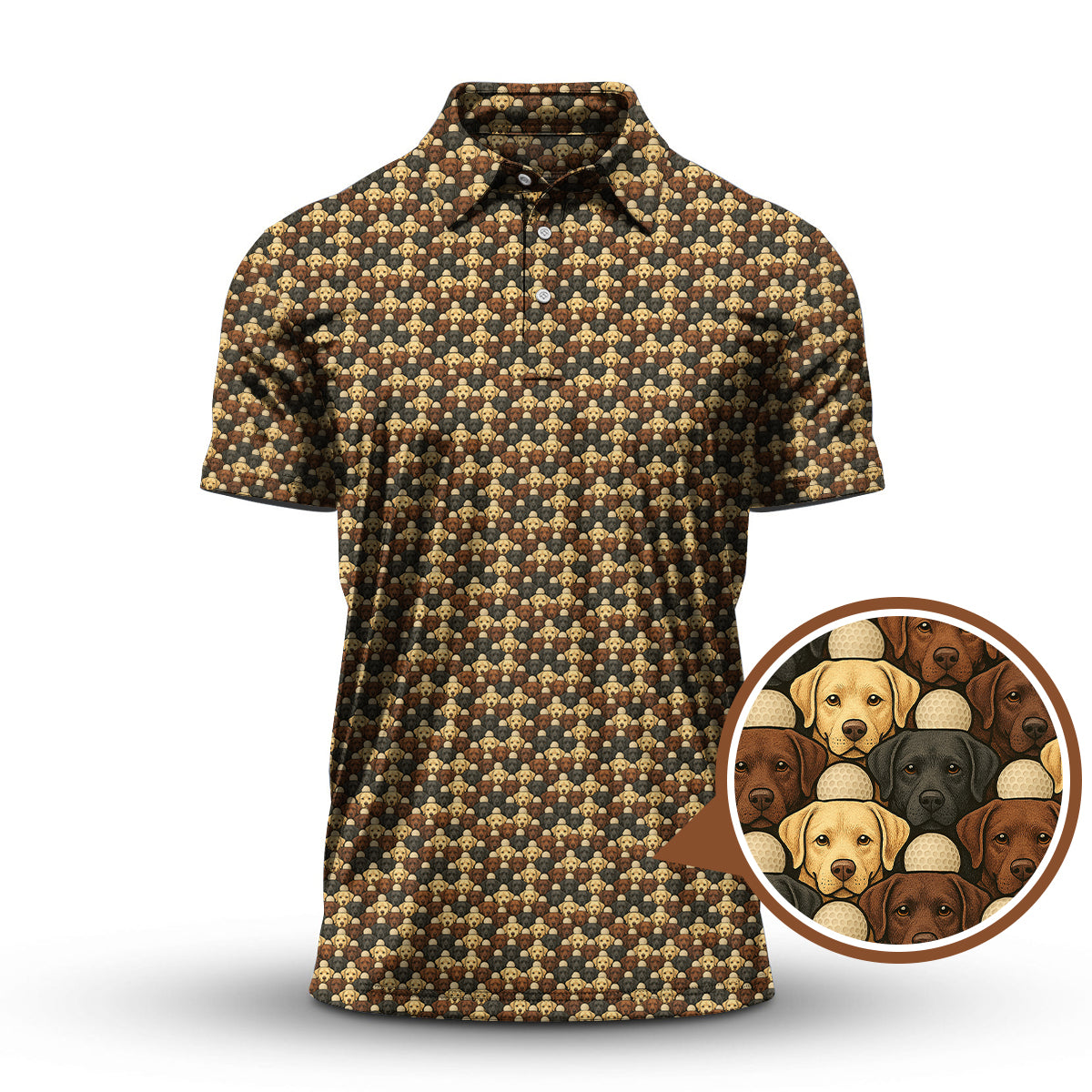 Labrador Pattern Golf Shirt, Dog Golf Shirt, Funny Labrador Golf Shirt For Golfers