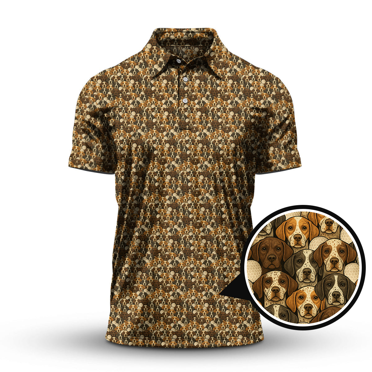 Pointer Golf Polos For Men, Pattern Golf Shirt, Dog Golf Shirt, Golf Gift For Golfers