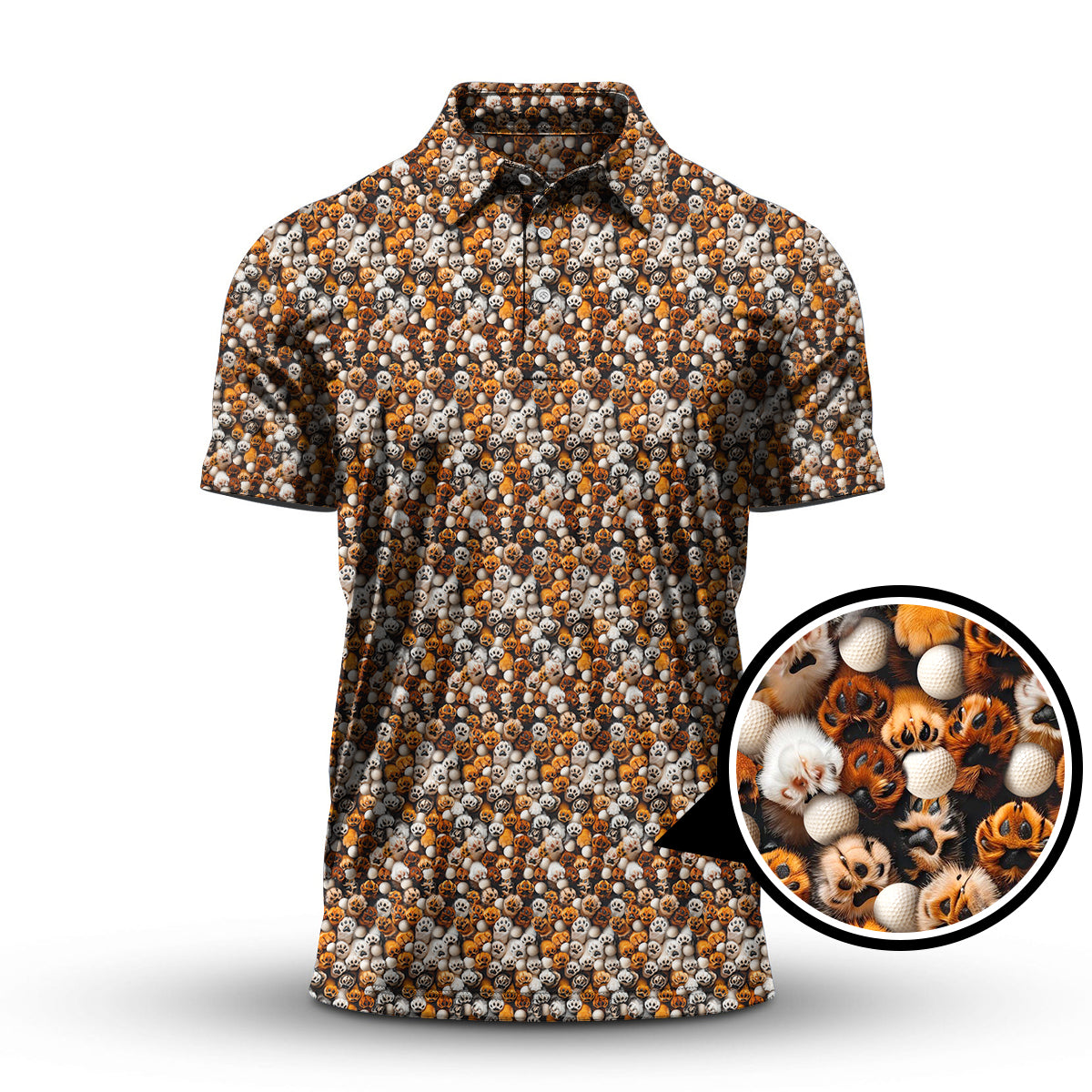 Paw Pattern Golf Shirt For Pet Lover, Funny Golf Polos, Crazy Golf Shirts For Golfers