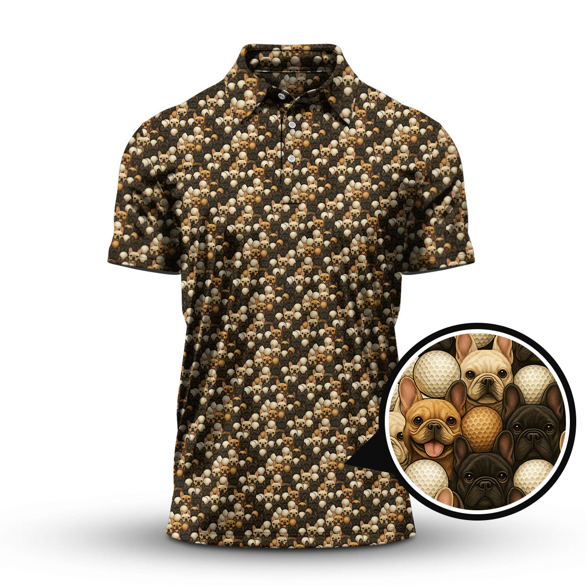 French Bulldog Golf Shirt For Men,Funny Pattern Golf Shirt, Dog Golf Shirt For Golfer