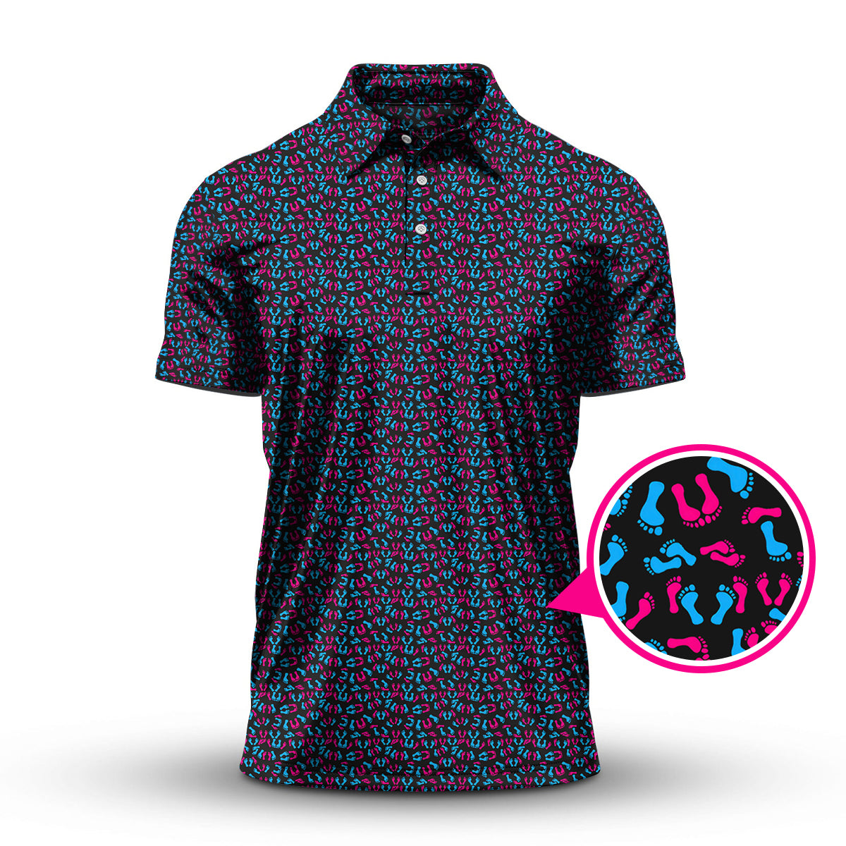 Feet Positions Pattern Golf Polos, Funny Golf Shirt For Men, Crazy Golf Shirts For Golfers