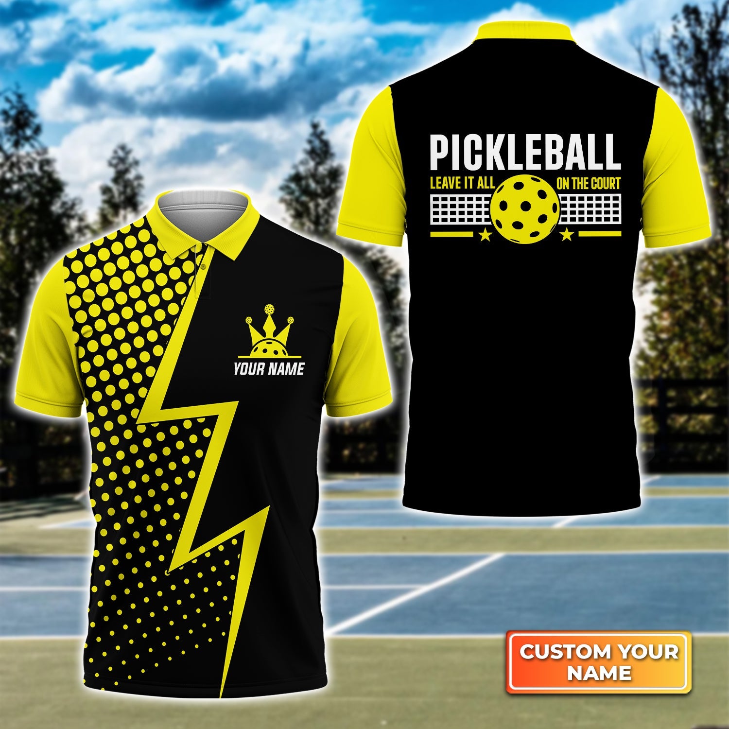Pickleball Leave It All On The Court Personalized Name 3D Polo Shirt Gift For Pickleball Player