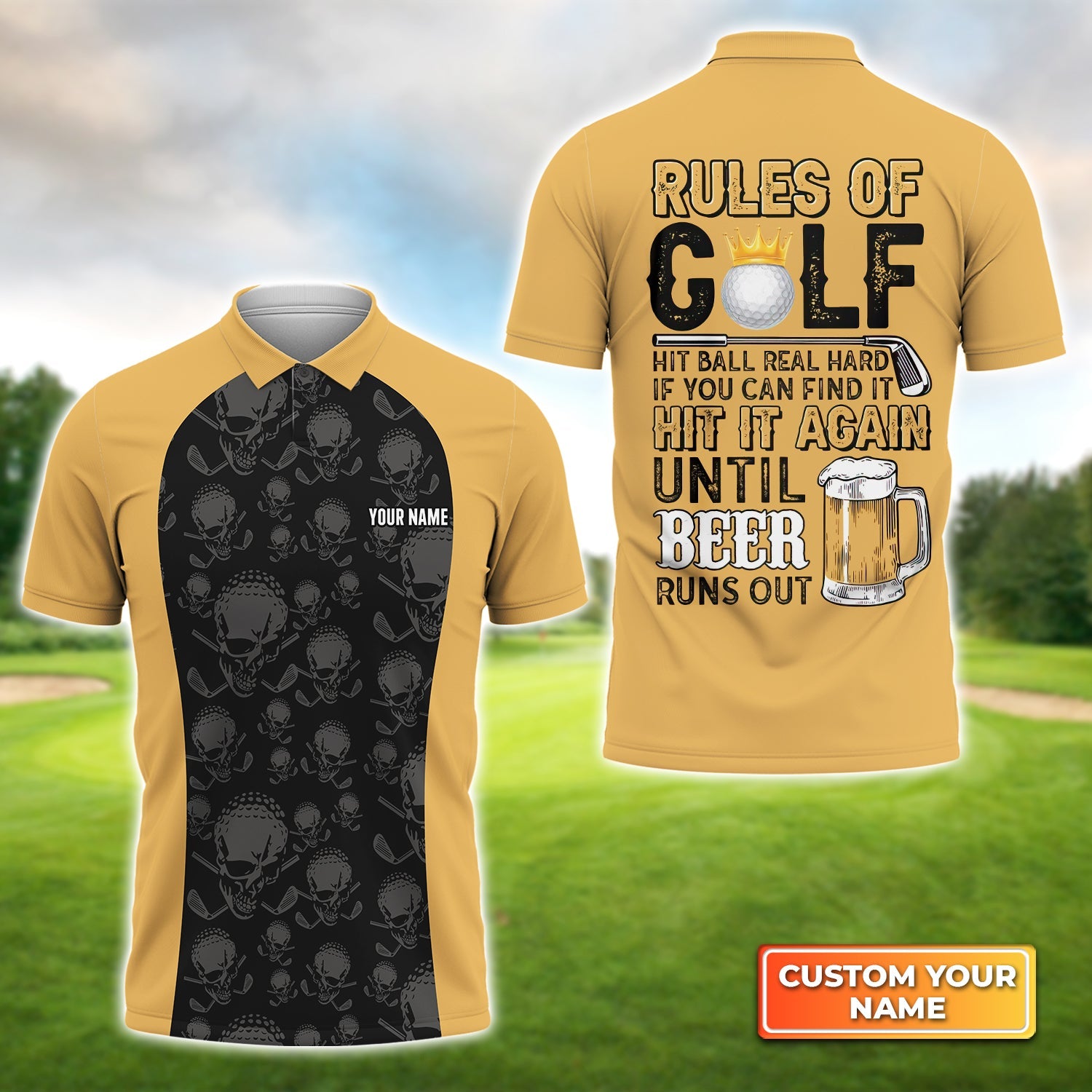 Rules of Golf, Personalized Name 3D Polo Shirt Gift For Golfers