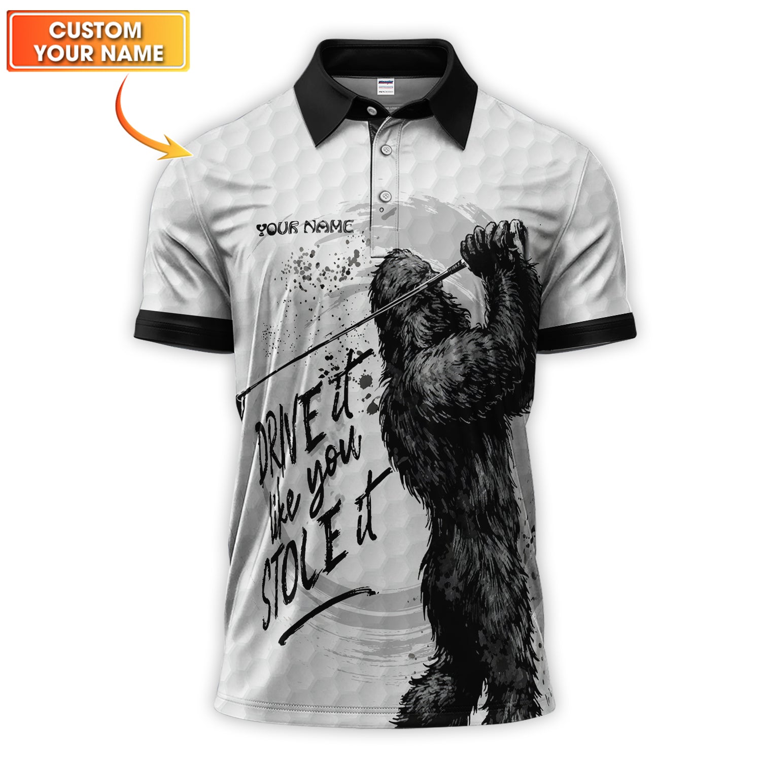 Bigfoot Golf Polos, Drive It Like You Stole It Men’s Golf Shirt, Crazy Golf Gift For Golfer