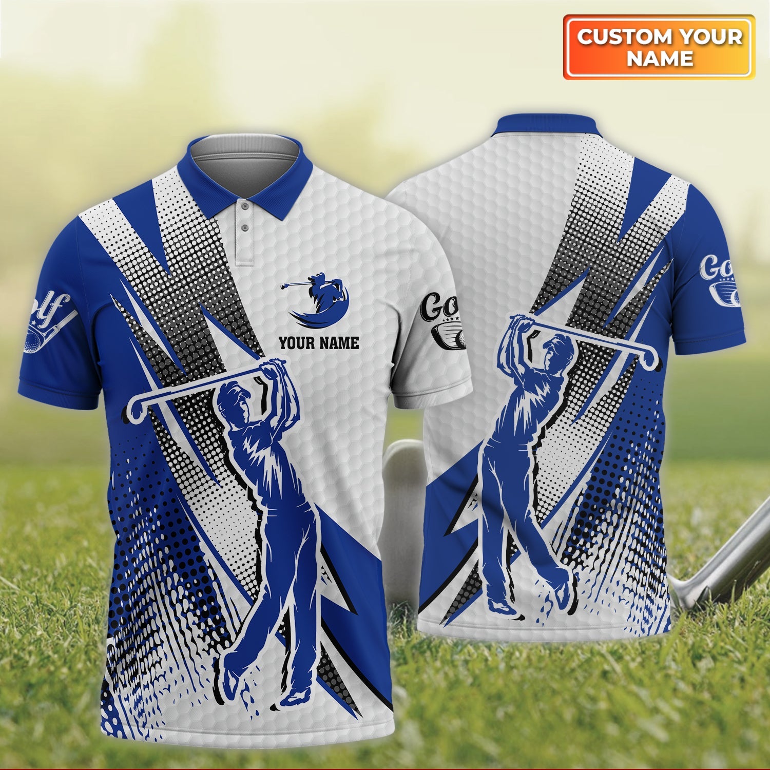 Golf, Personalized Name 3D Polo Shirt For Golfers