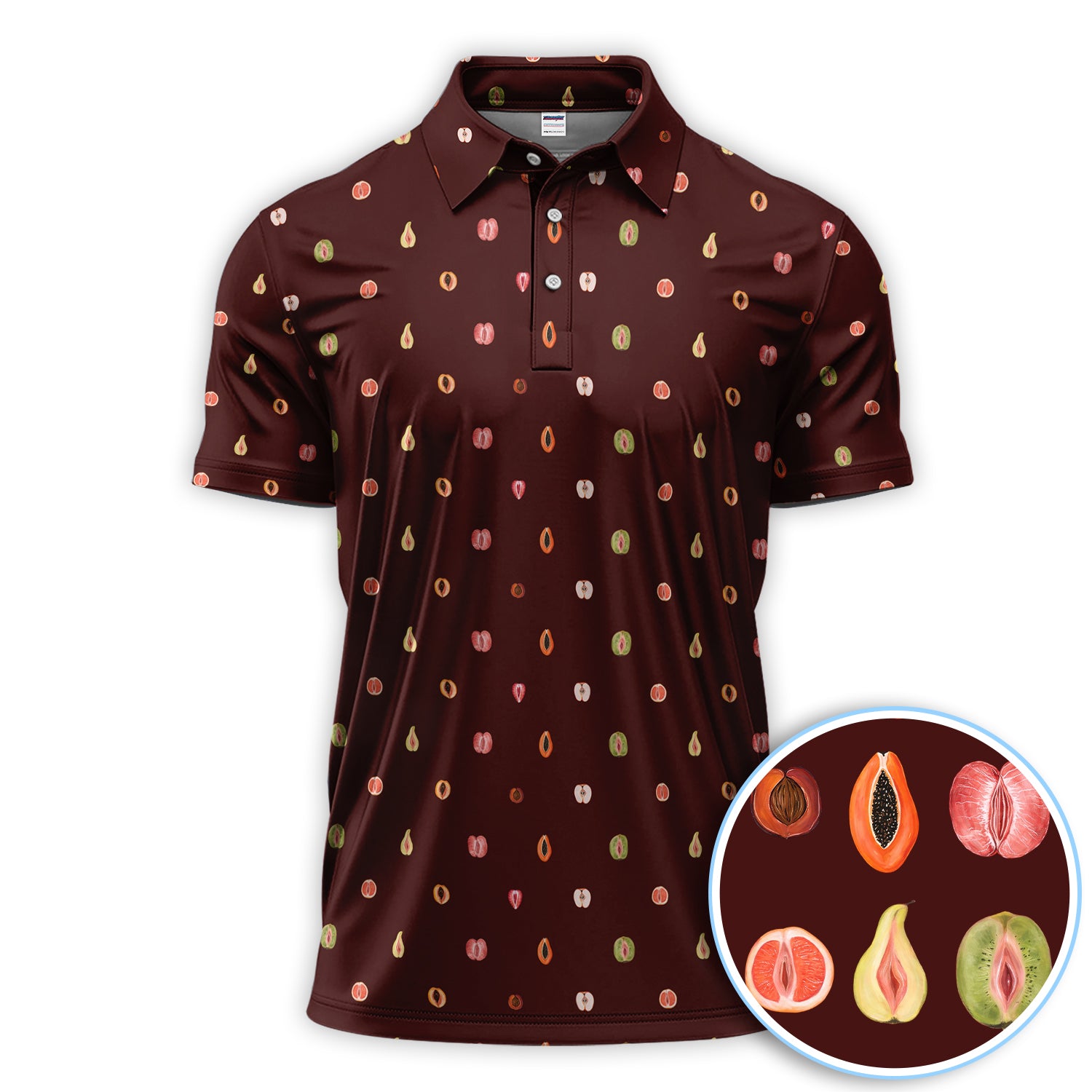 Fruits Abstract Pattern Golf Shirt, Crazy Golf Polos For Golfer, Golf Gift For Men