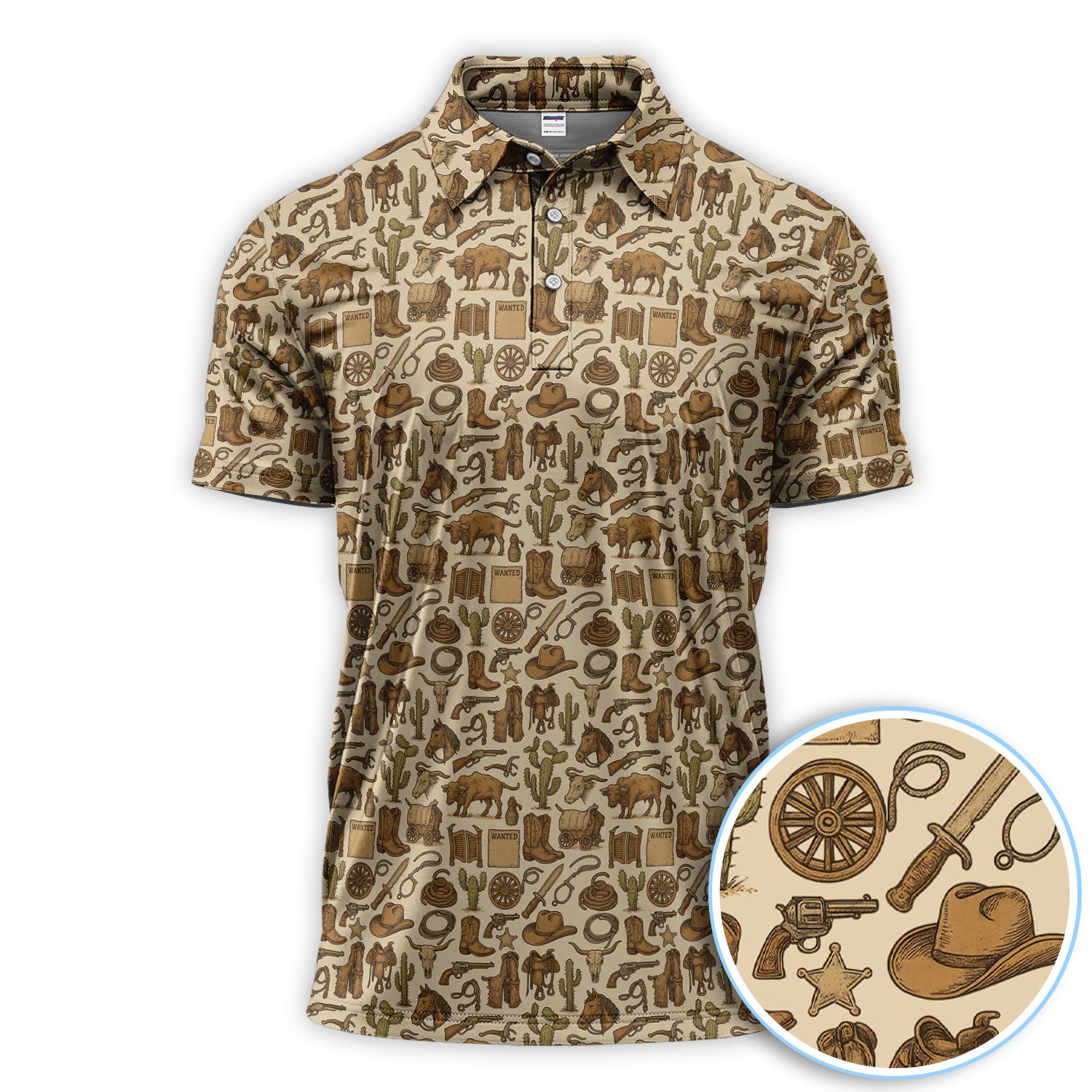 Classic Western Cowboy Rodeo Print Shirt, Cowboy Style Shirt For Men, Golf Gift For Golfer