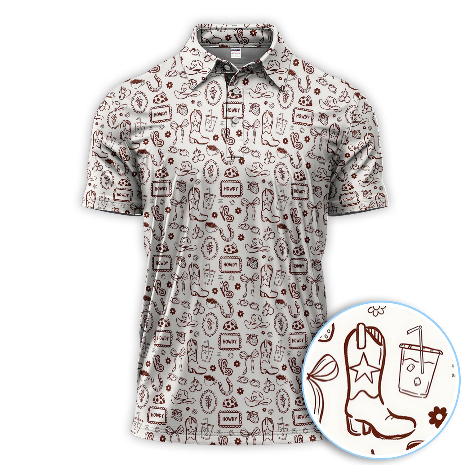 Western Howdy Cowboy Pattern Shirt, Cowboy Western Style Shirt For Men, Funny Golf Shirt