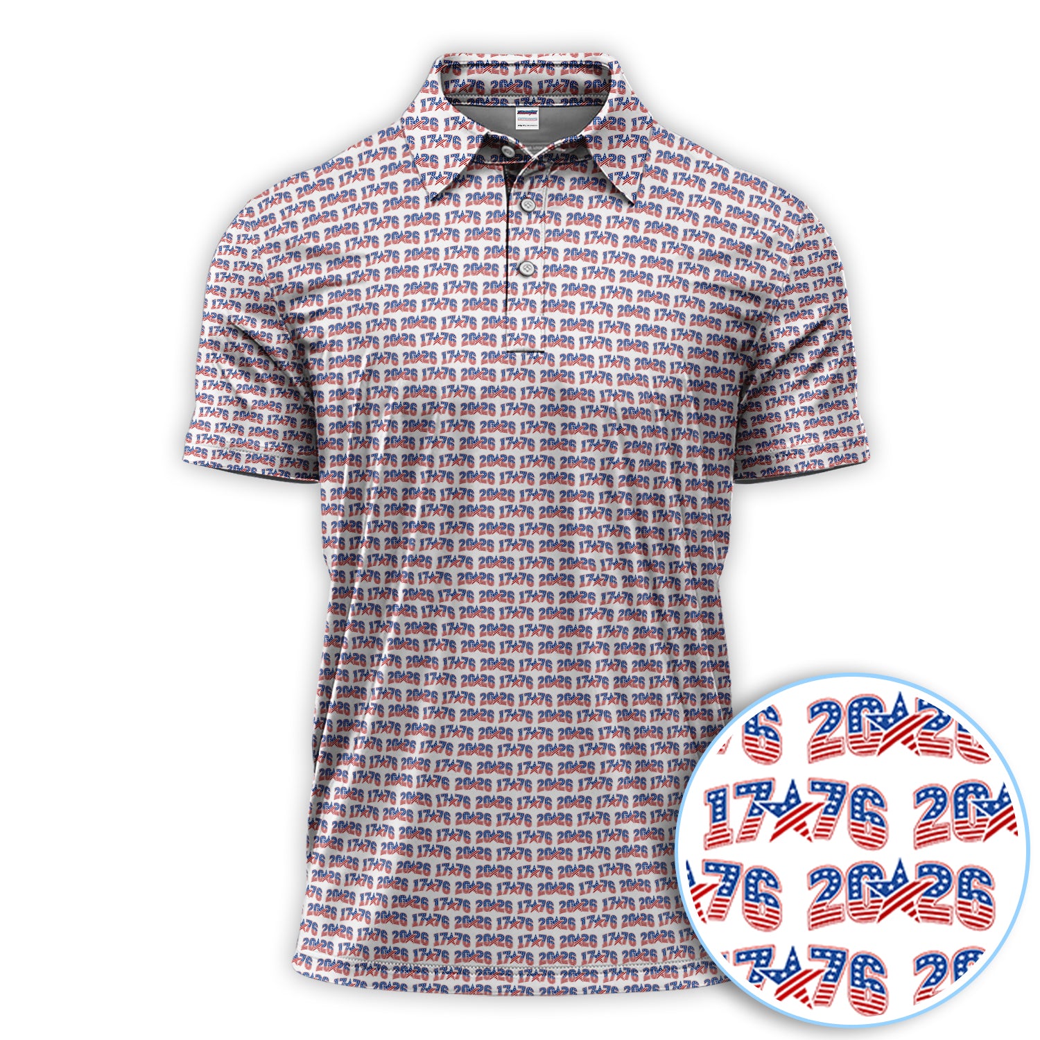 Patriotic 1776 2026 USA Pattern Shirt, American Flag Style Shirt For Men, Funny Golf Shirt