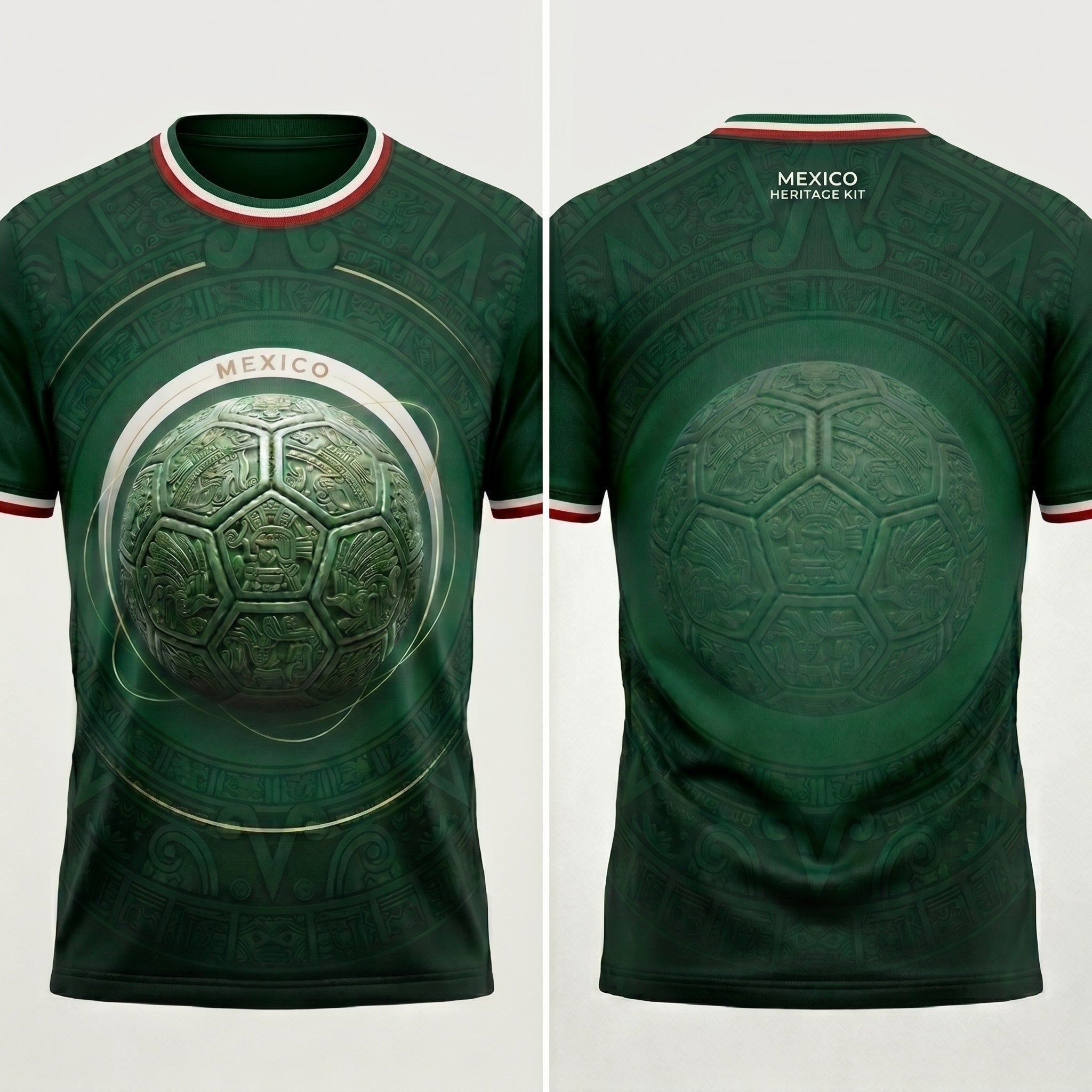 Mexico Sacred Ball Polo Shirt for Men – Jade Heritage Football Fan Jersey, Mexican Pride World Fan Polo
