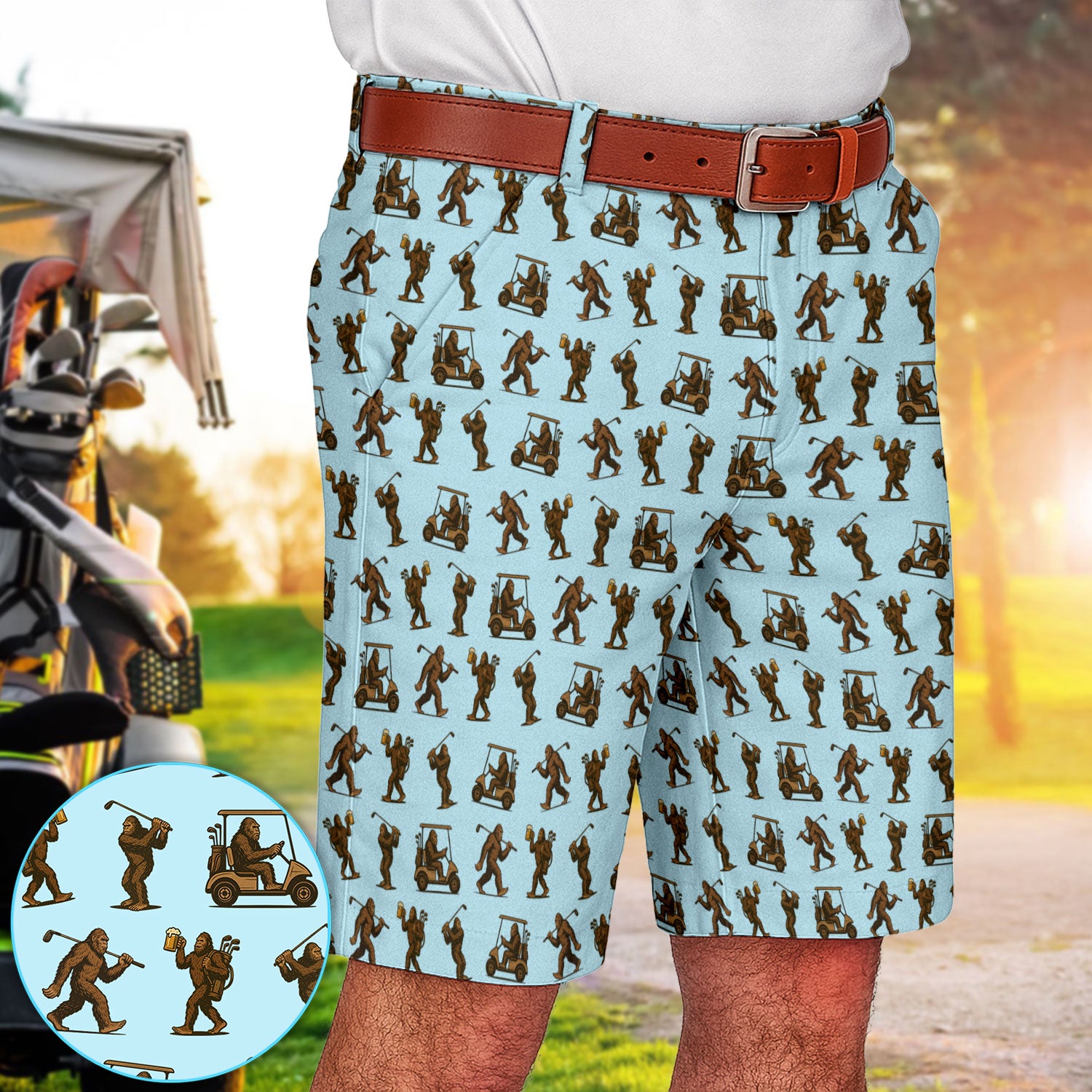 Crazy Bigfoot Golf Shorts, Bigfoot Golf Shorts For Golfer, Funny Men's Golf Short