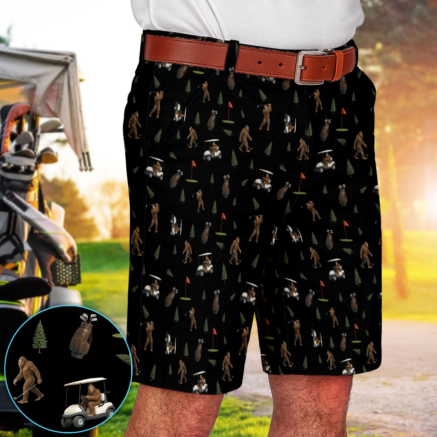 Funny Bigfoot Golf Shorts, Bigfoot Golf Short For Men, Crazy Golf Gift For Golfer