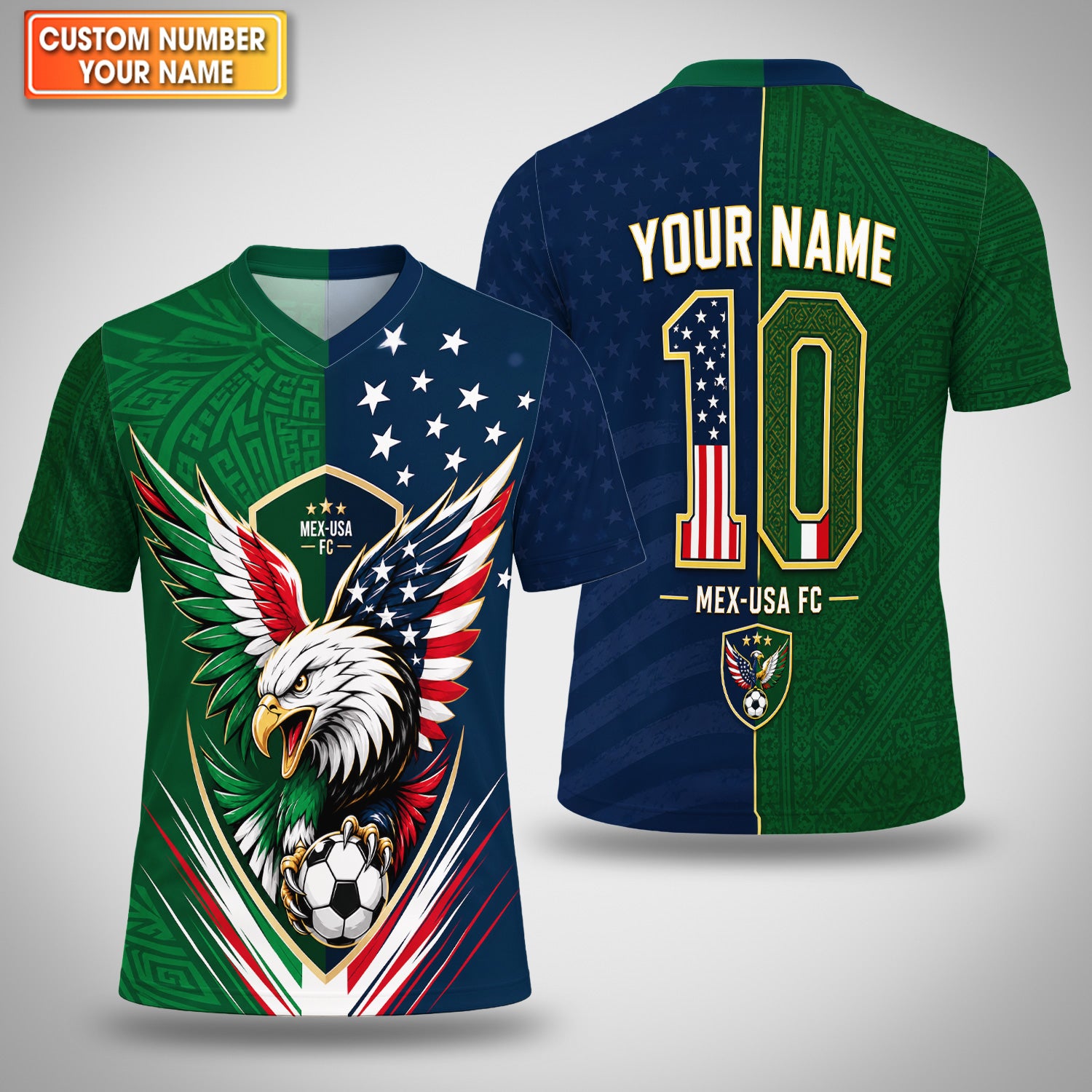Personalized Mexico USA Eagle Soccer Pattern Shirt, Mex USA Soccer Shirt For Men, Soccer Fan Gift