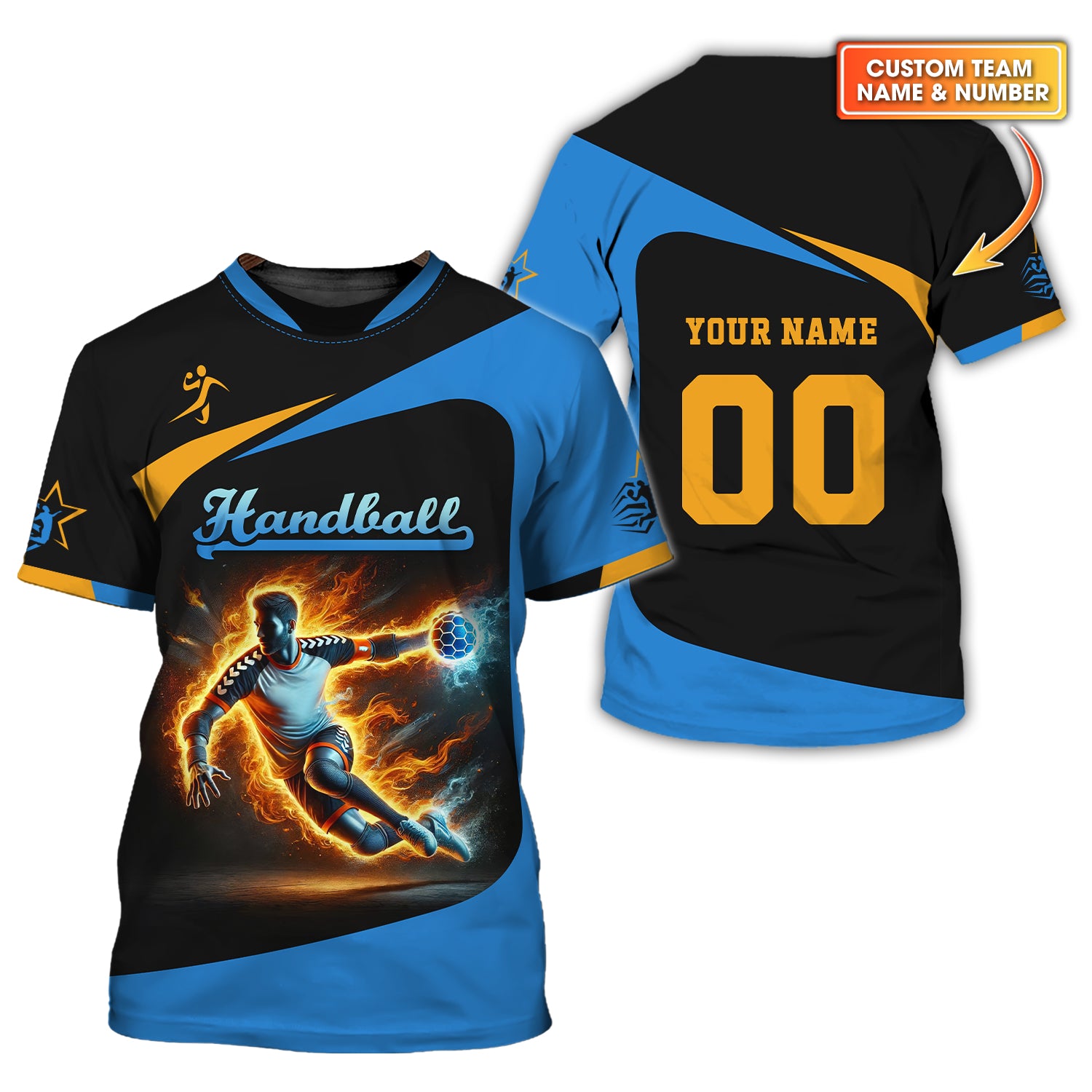 Custom Name & Number Handball Player T-Shirt 3D, Custom Handball Jersey, Lightweight Sportswear, Gift For Sports Fan