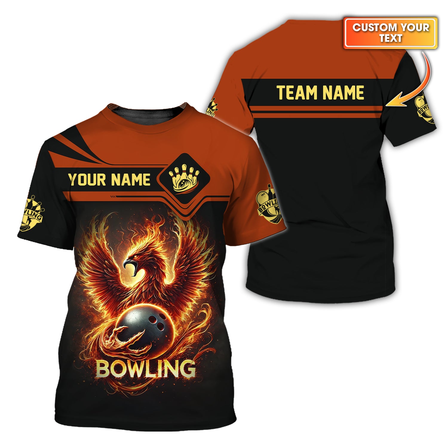 Personalized Name & Team Bowling Shirt Custom 3D Phoenix, Bowling Jersey, Bowling Shirts Custom, Gift For Bowler
