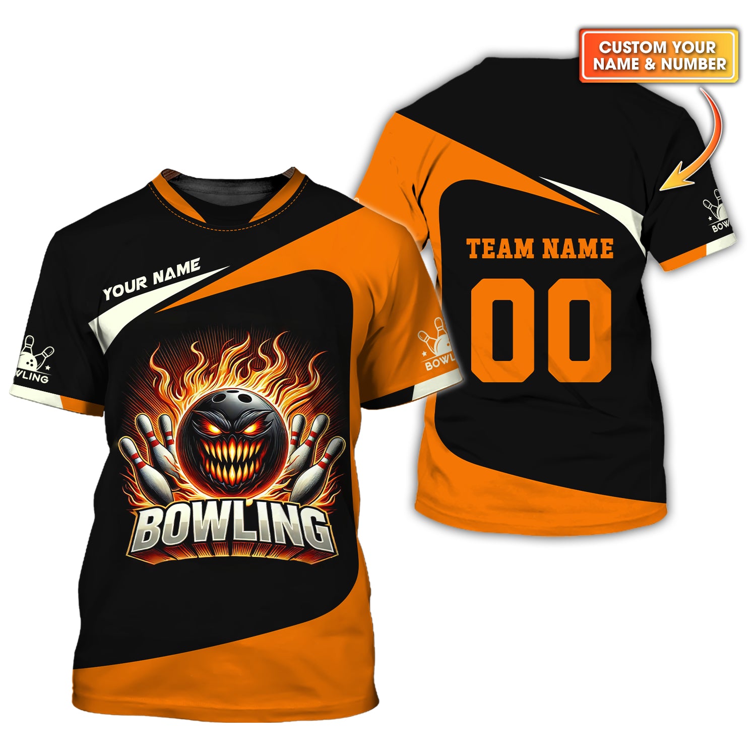 Custom Name Team & Number Bowling 3D Polo Shirt Design Angry, Bowling T-Shirt, Gift For Bowler