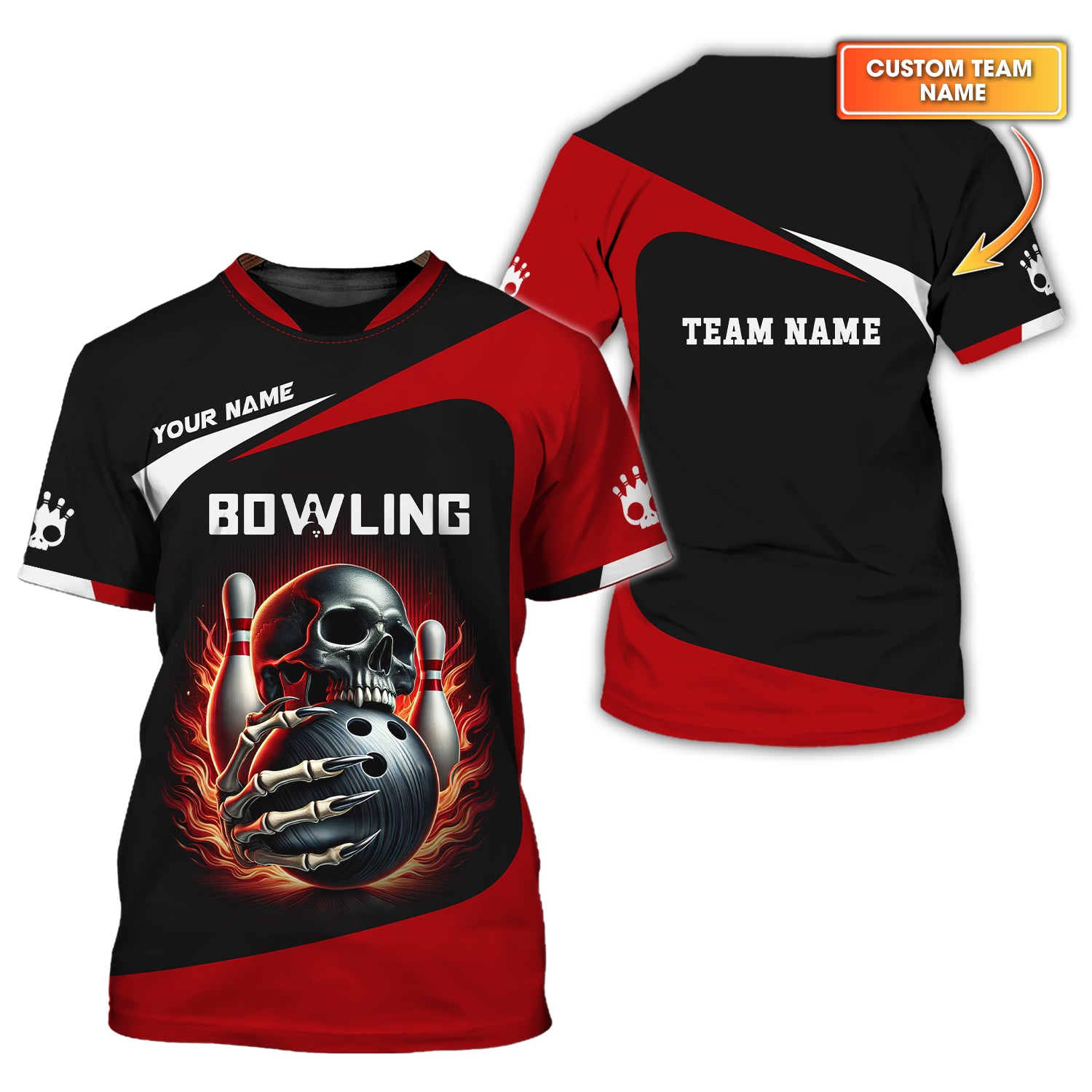 Skull Custom Bowling Jersey, Bowling Shirts for Men, Bowling Team Shirts