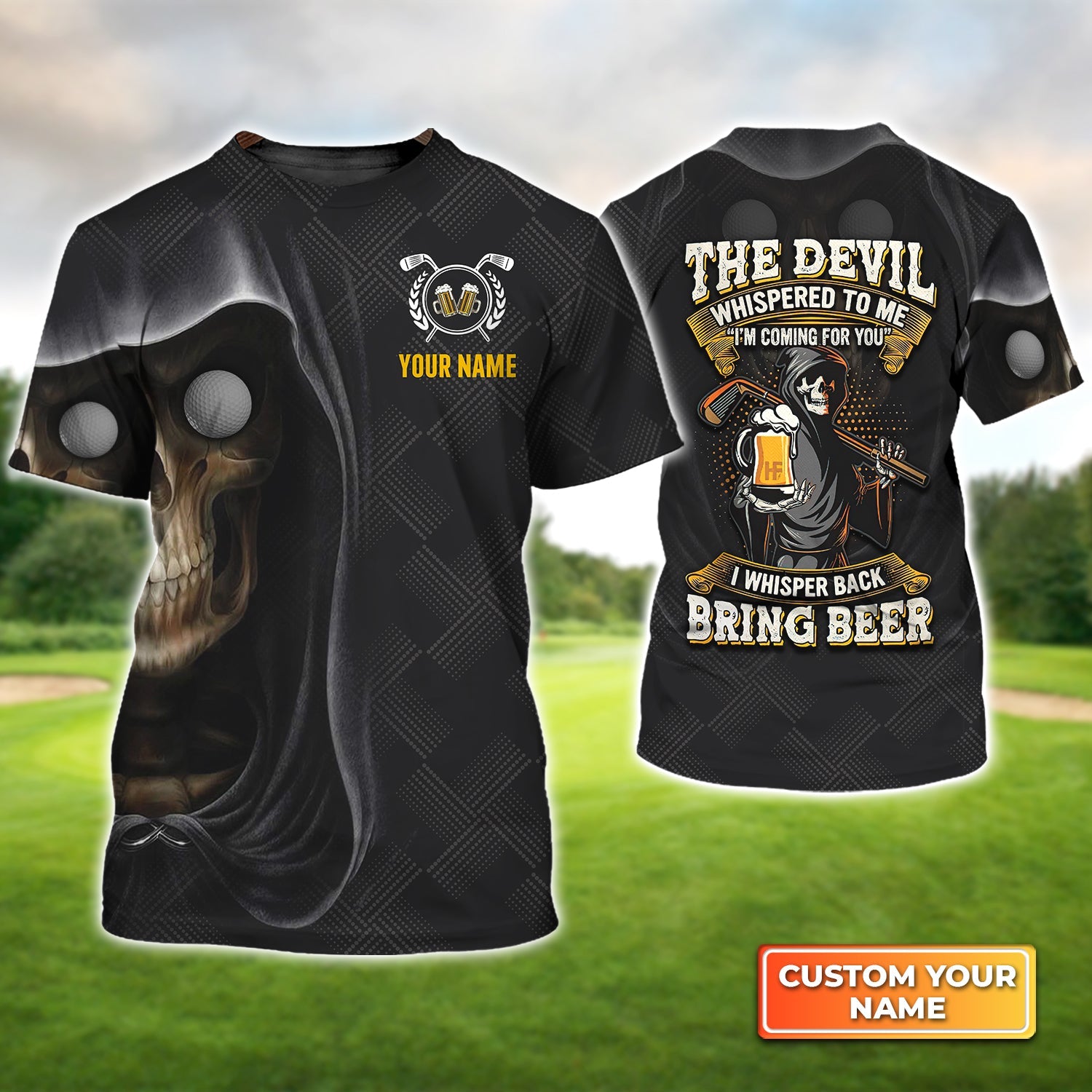 Golf I Whisper Back Bring Beer, Personalized Name 3D Tshirt Gift For Golfer