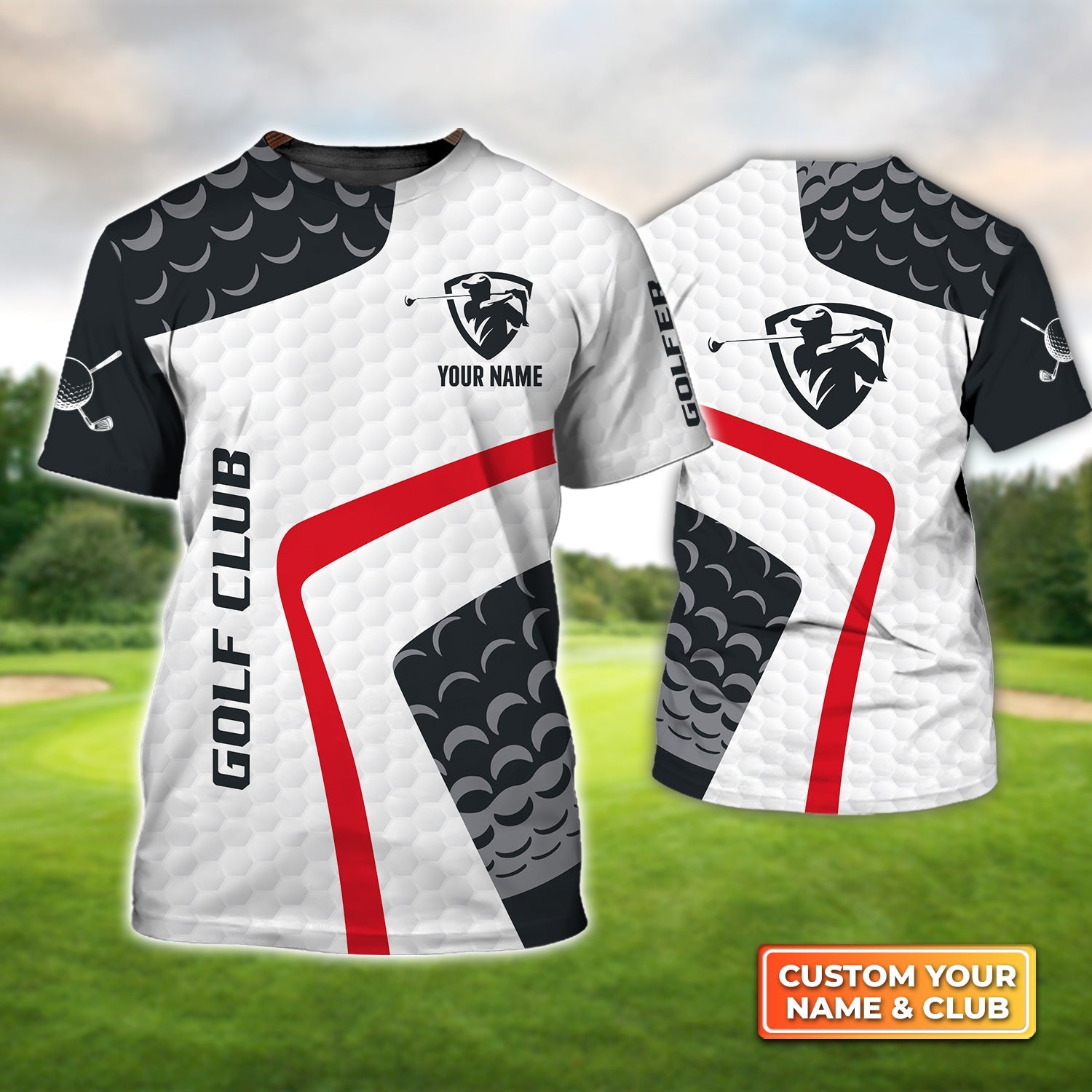 Unisex 3D Graphic Golf Club, Personalized Name 3D Tshirt For Golfer