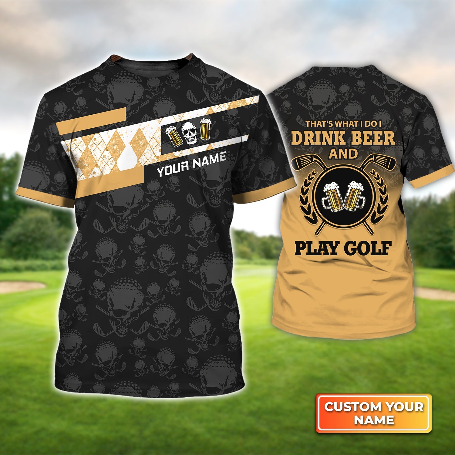 I Drink Beer And Play Golf, Personalized Name 3D Tshirt Gift For Golfer