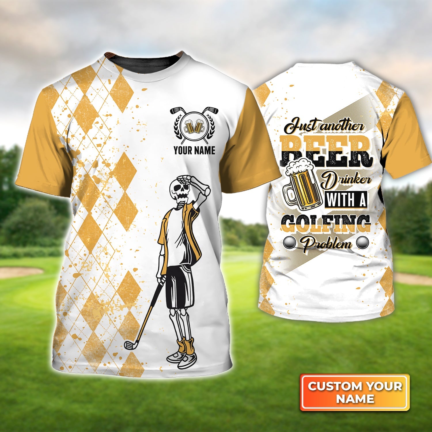 Just Another Beer, Drinker With A Golfing Problem, Personalized Name 3D Tshirt Gift For Golfer