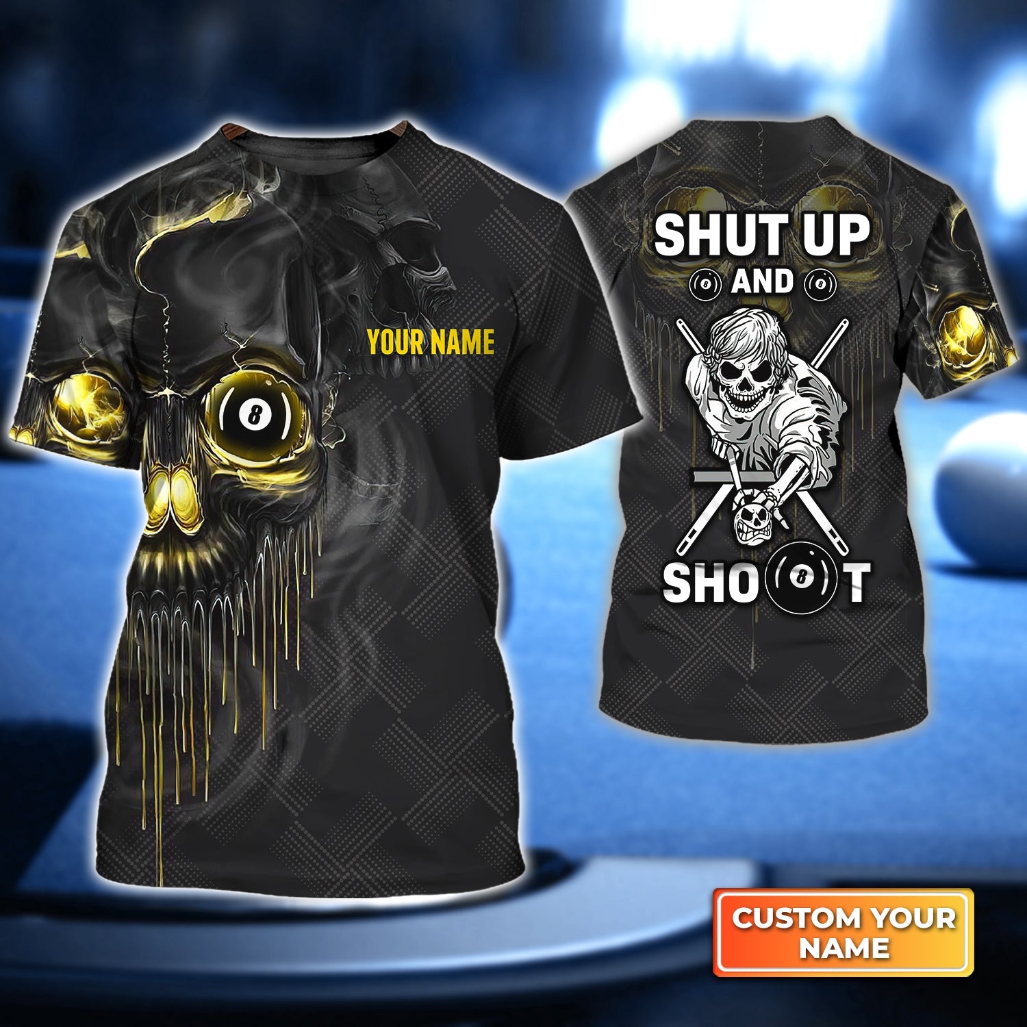 Pool Shut Up And Shoot Personalized Name 3D Tshirt Gift Billiard Players