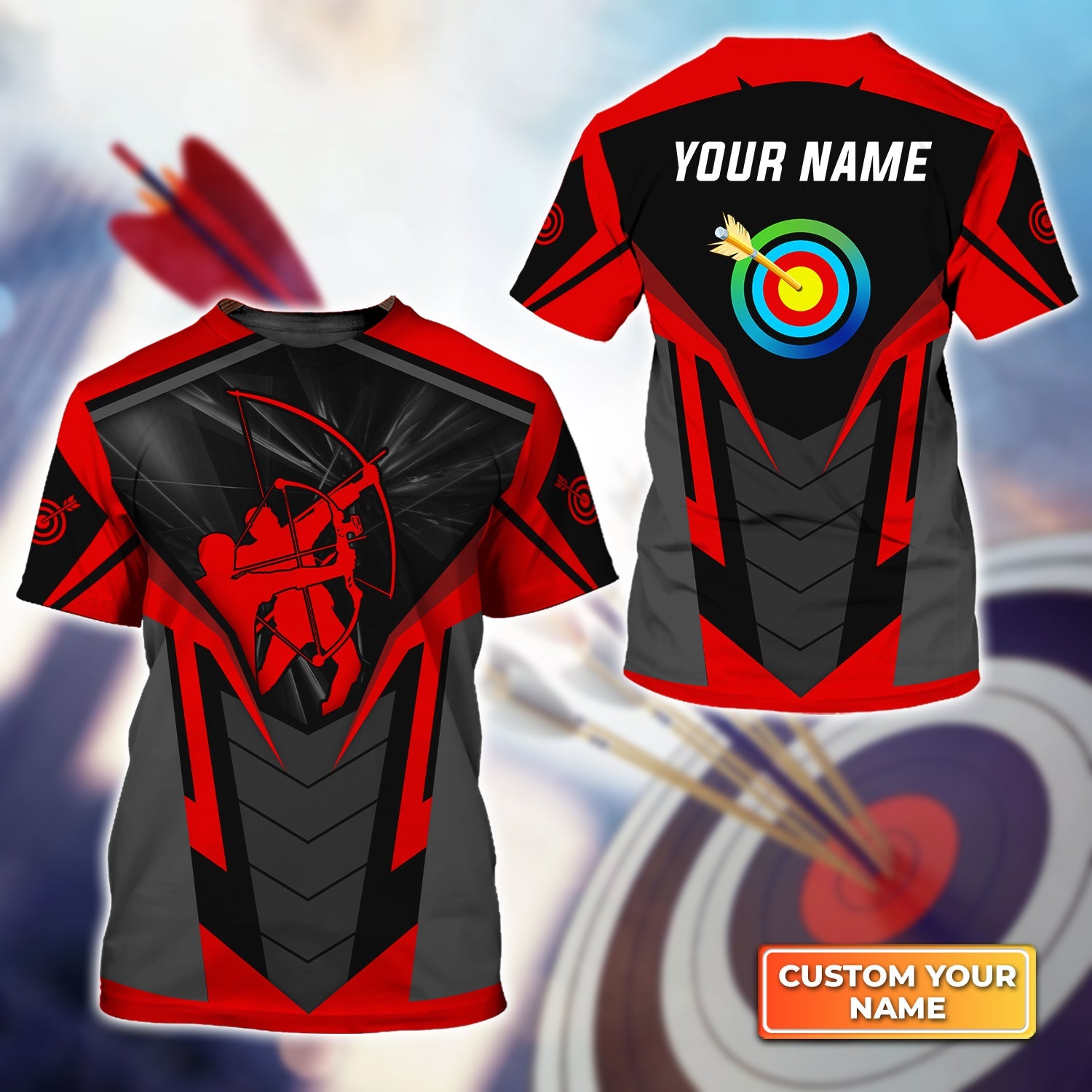 Archery Target Sign Colorful Personalized Name 3D Tshirt Gift For Archer