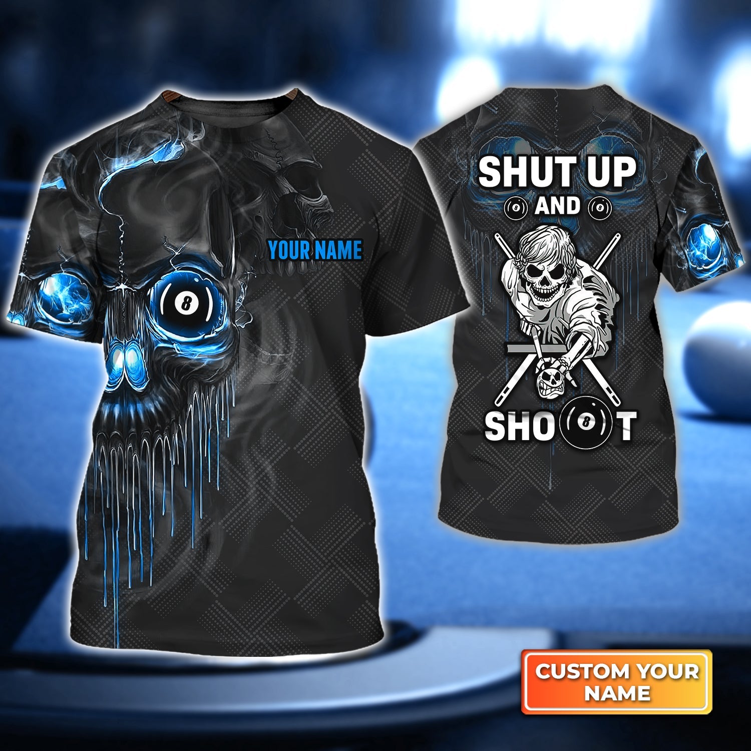 Pool Shut Up And Shoot Personalized Name 3D Tshirt Gift Billiard Players
