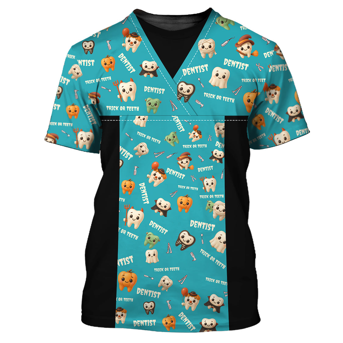 Trick Or Teeth Dentist Halloween Shirt, Cute Halloween Scrub Uniform for Dental
