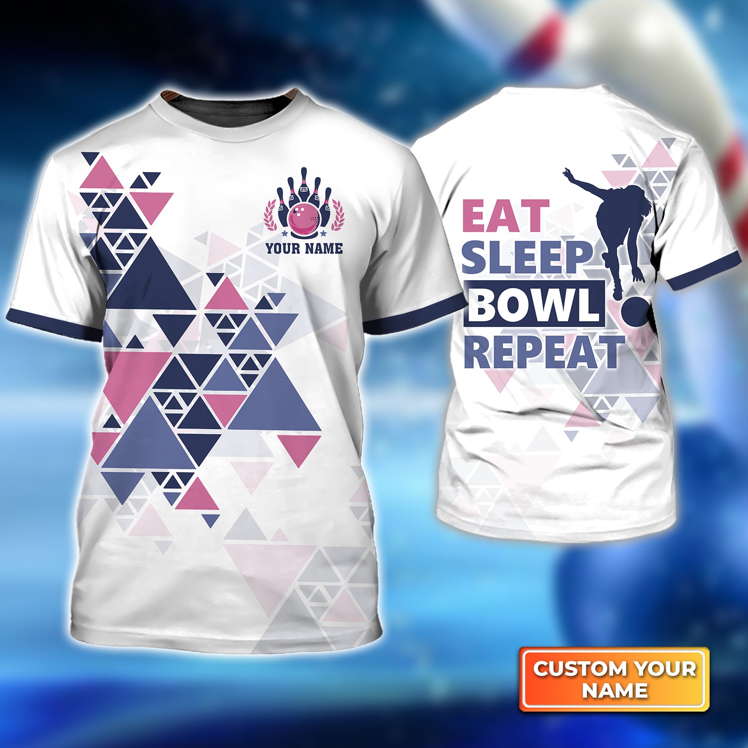Eat Sleep Bowl Repeat Personalized Name 3D Tshirt