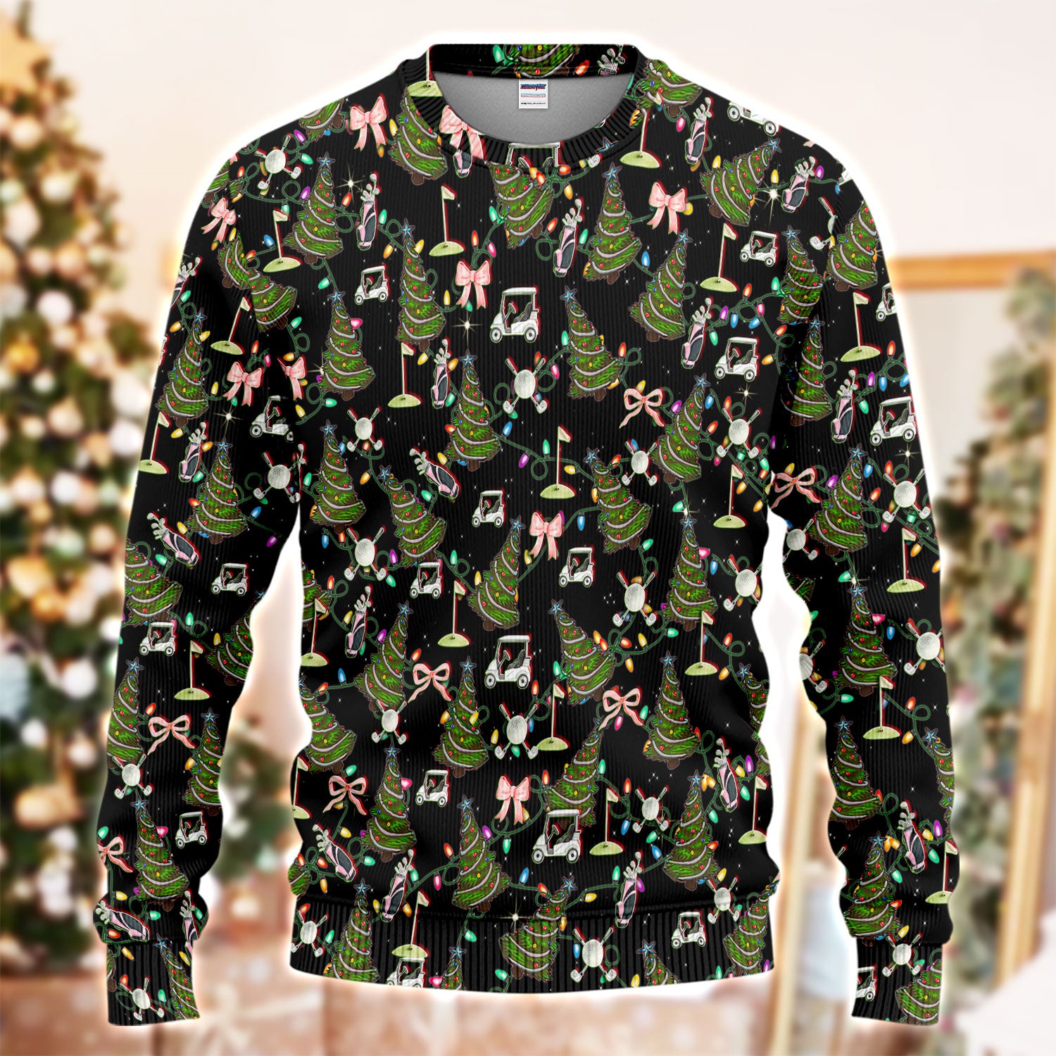 Christmas Pattern Ugly Sweater, Funny Xmas Golf Sweater, Festive Golf Gift For Men