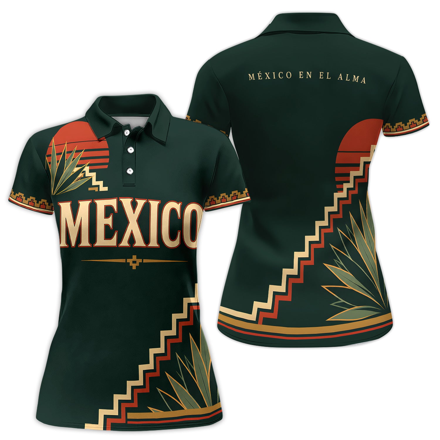 Mexico Heritage Polo Shirt for Women – México en el Alma Agave Geometric Polo Shirt