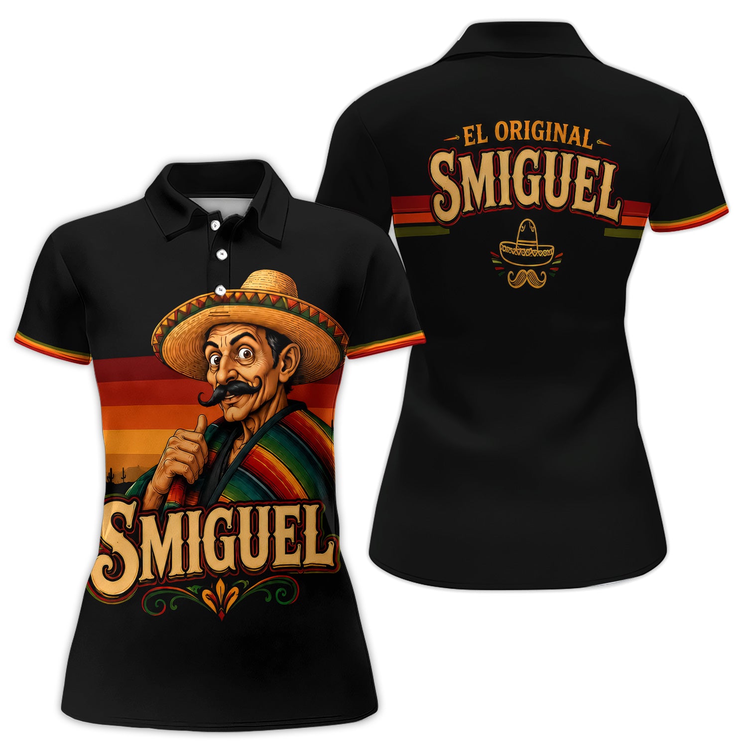 El Original Smiguel Polo Shirt for Men – Funny Mexican Sombrero Fiesta Party Polo