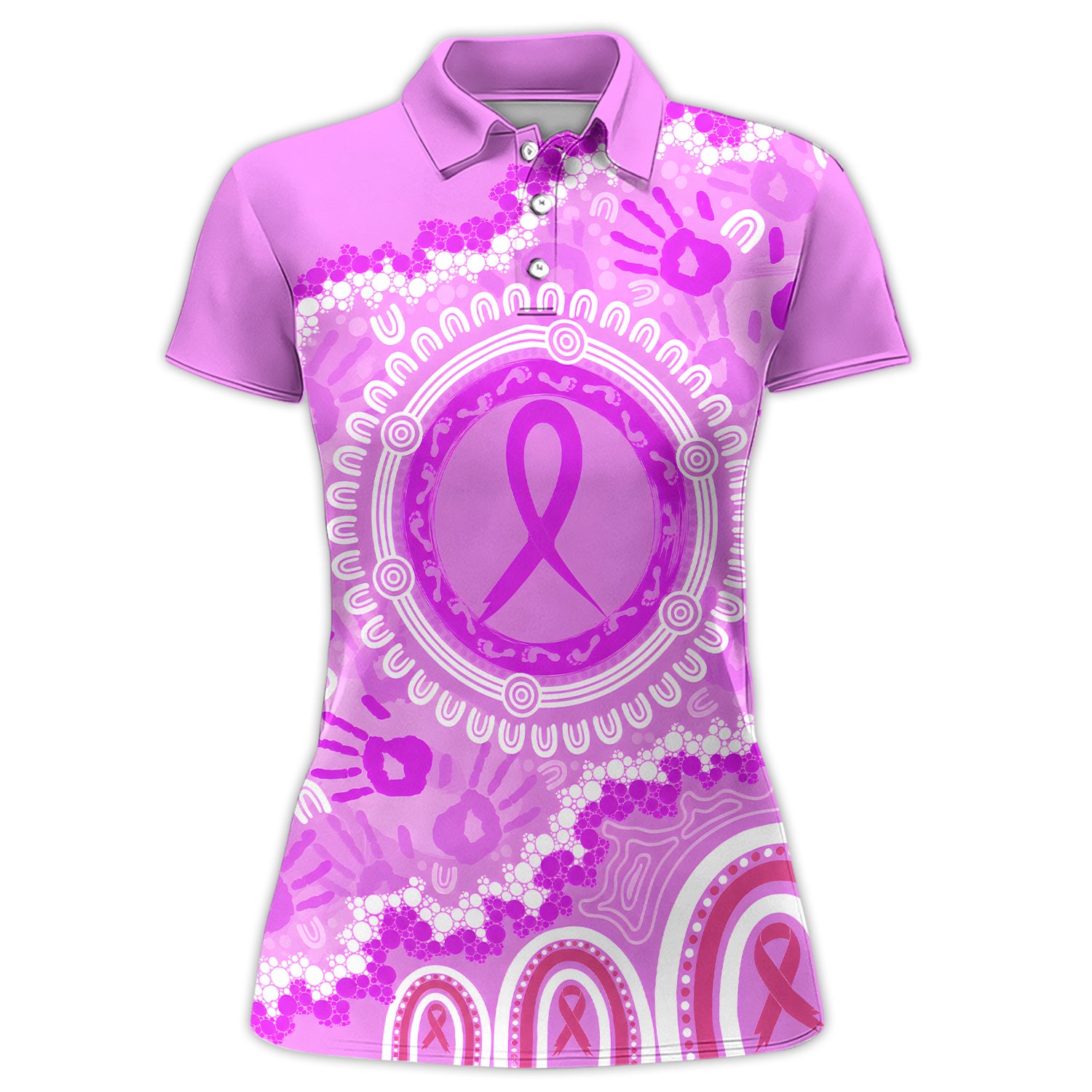 Breast Cancer Awareness Polo Shirt for Women – Pink Ribbon Unity Support Shirt