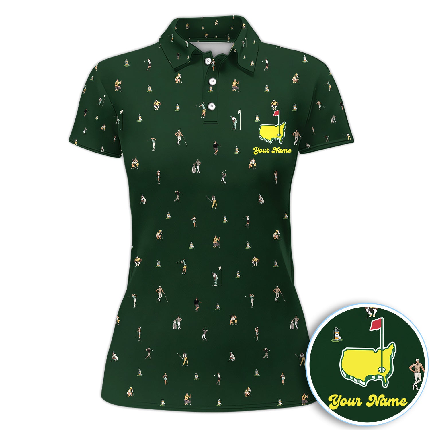 Personalized Mini Golfer Pattern Golf Shirt, Custom Golfer Golf Shirt For Women, Golfer Gift