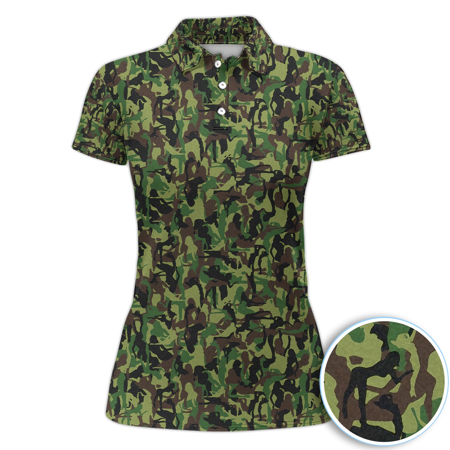 Classic Camouflage Golf Pattern Shirt, Camo Golf Shirt For Women, Military Style Golf Gift