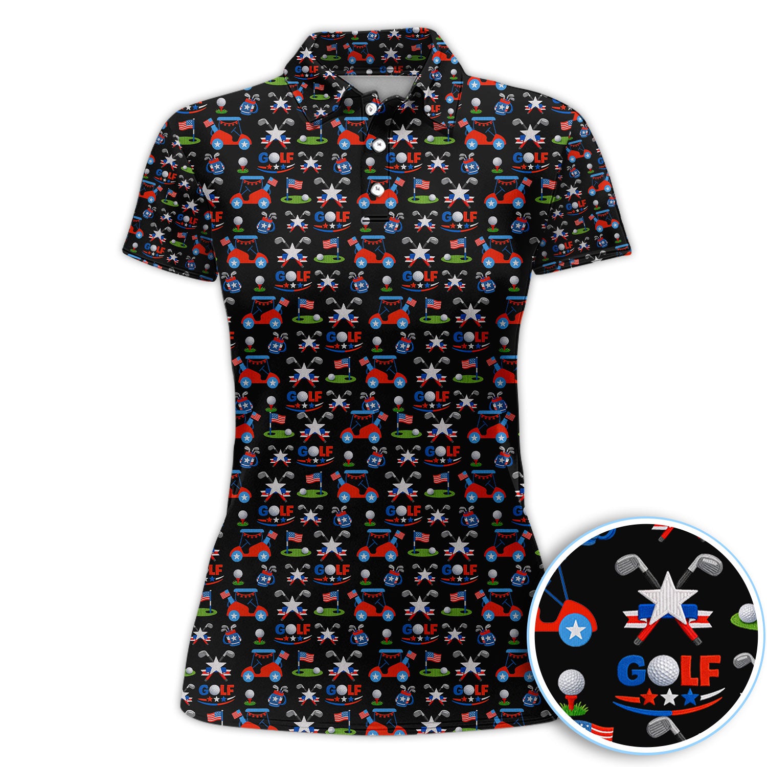 Patriotic Golf Pattern Golf Shirt For Women, Funny Golf Shirt For Women, Golf Gift For Her