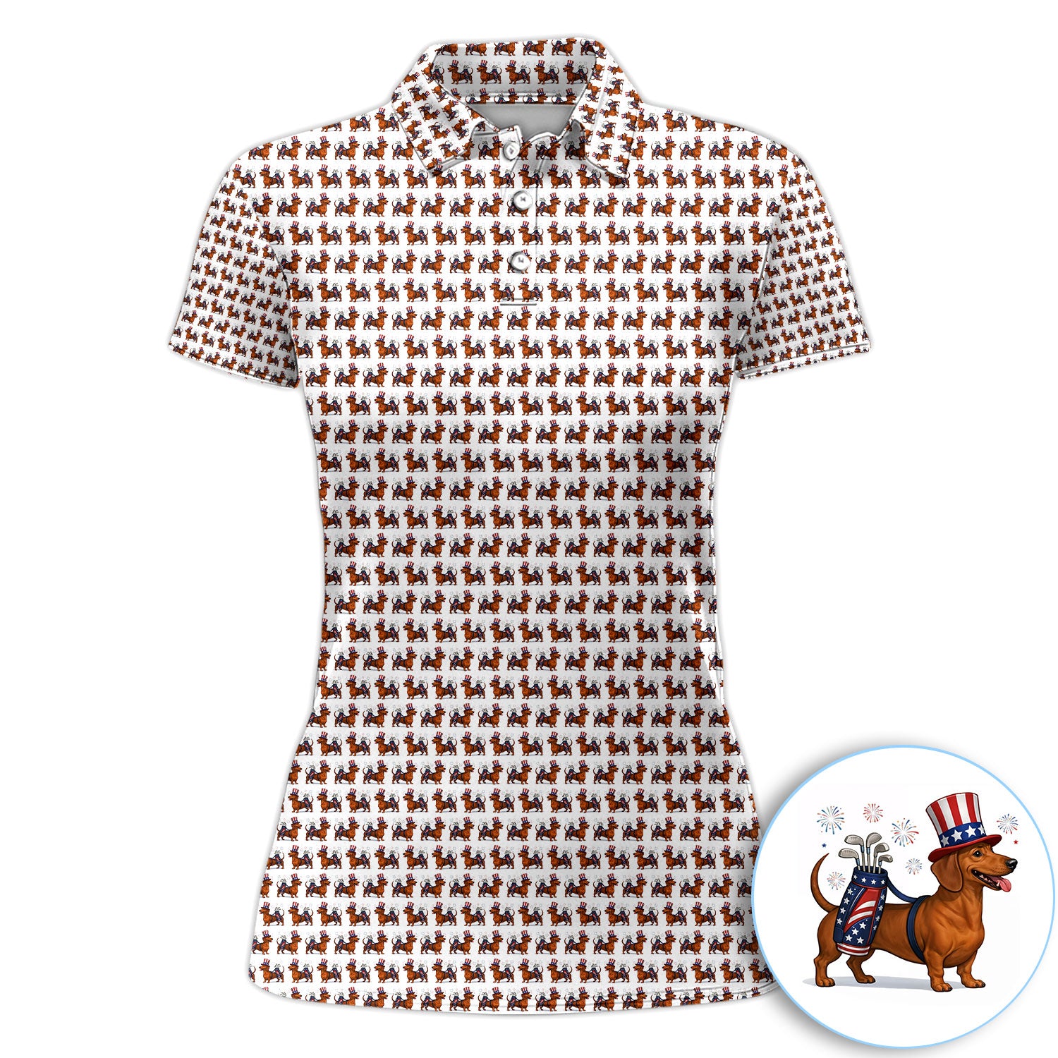 German Dachshund 4th Of July Independence Day With Fireworks Golf Polos, Golf Shirt For Women, Funny Golf Shirt