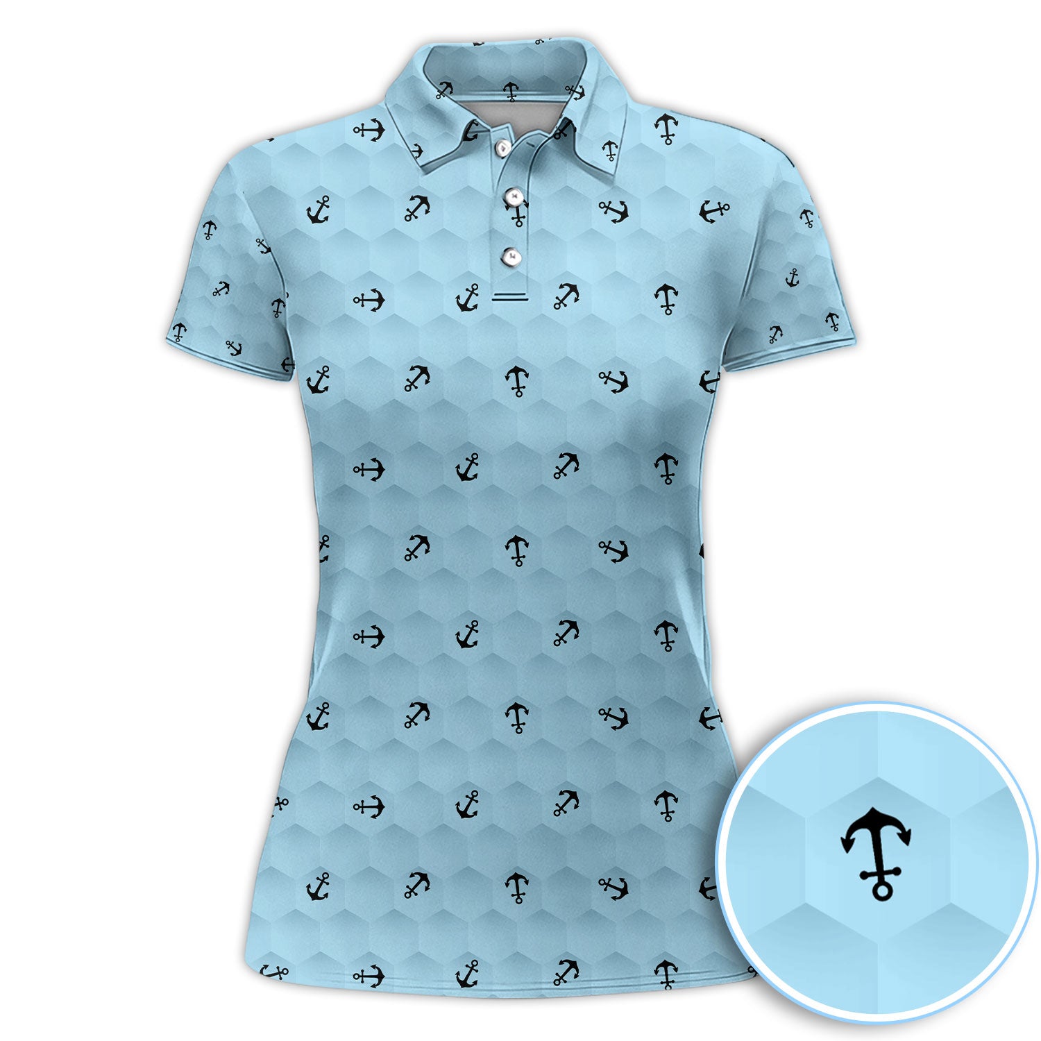 Nautical Anchor Golf Pattern Shirt For Women, All Over Print Golf Shirt, Cute Golf Gift For Golfer