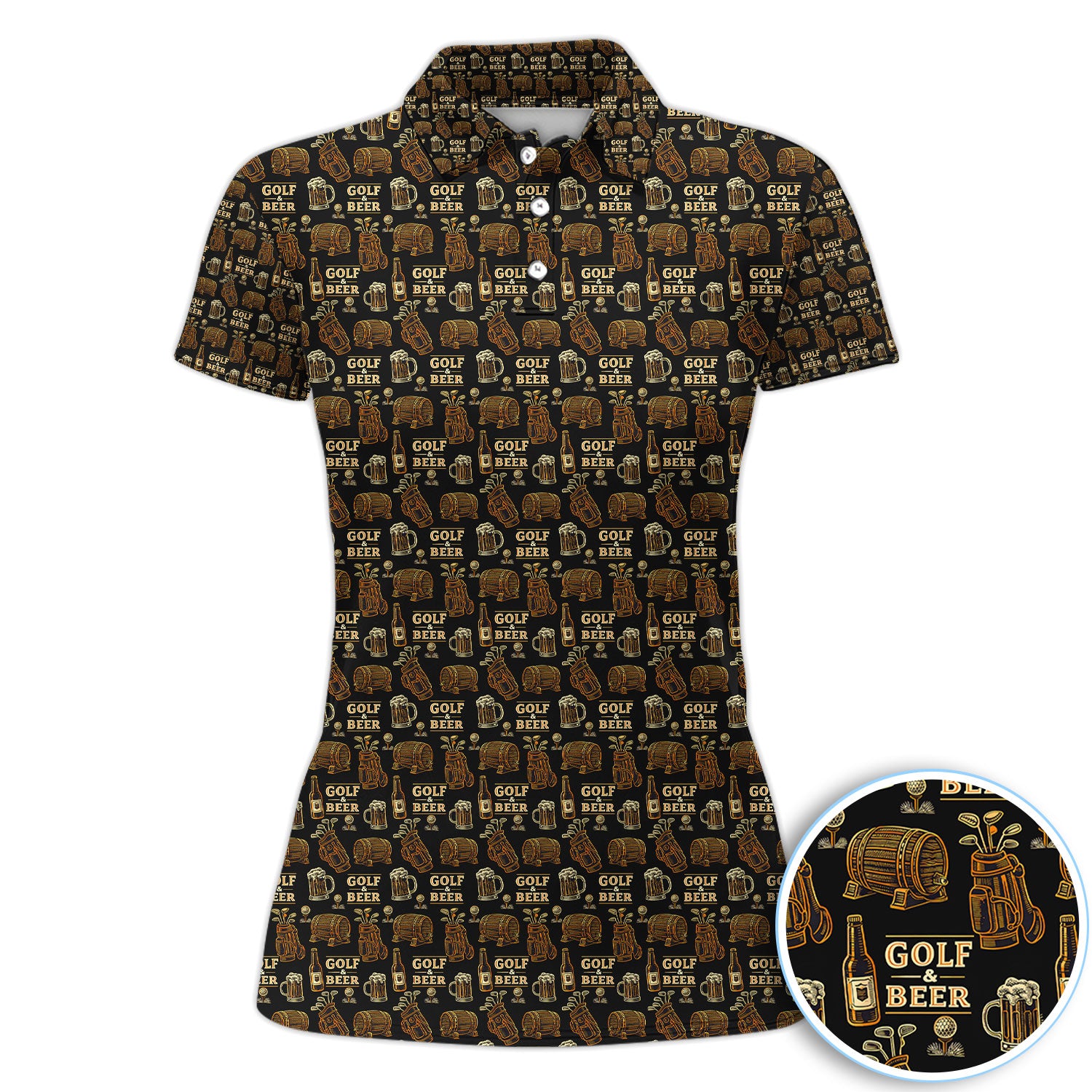 Funny Golf & Beer Pattern Golf Shirt, Golf And Beer Drinking Golf Shirt For Men, Golfer Gift