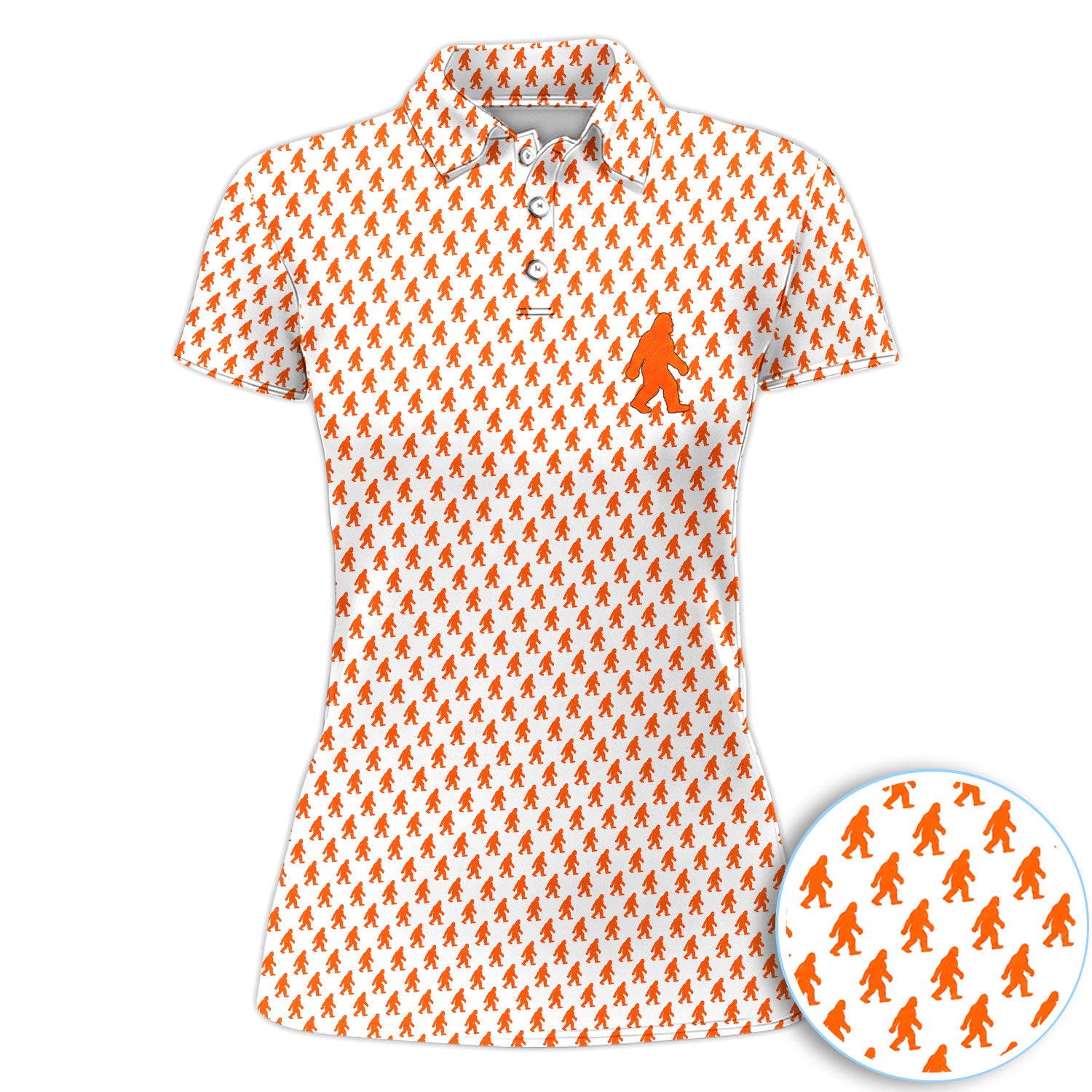 Bigfoot Golf Pattern Shirt, Sasquatch Golf Polo Shirt For Women, Golfer Gift