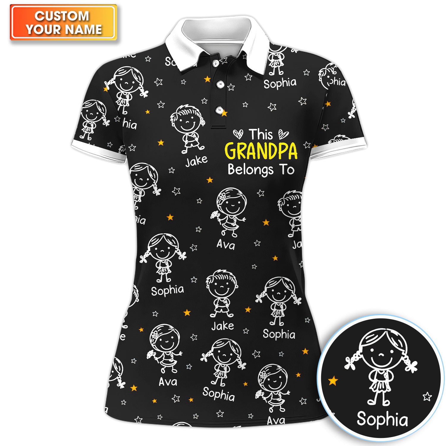 Custom Name Grandkids Golf Shirt For Women, Grandpa Gift